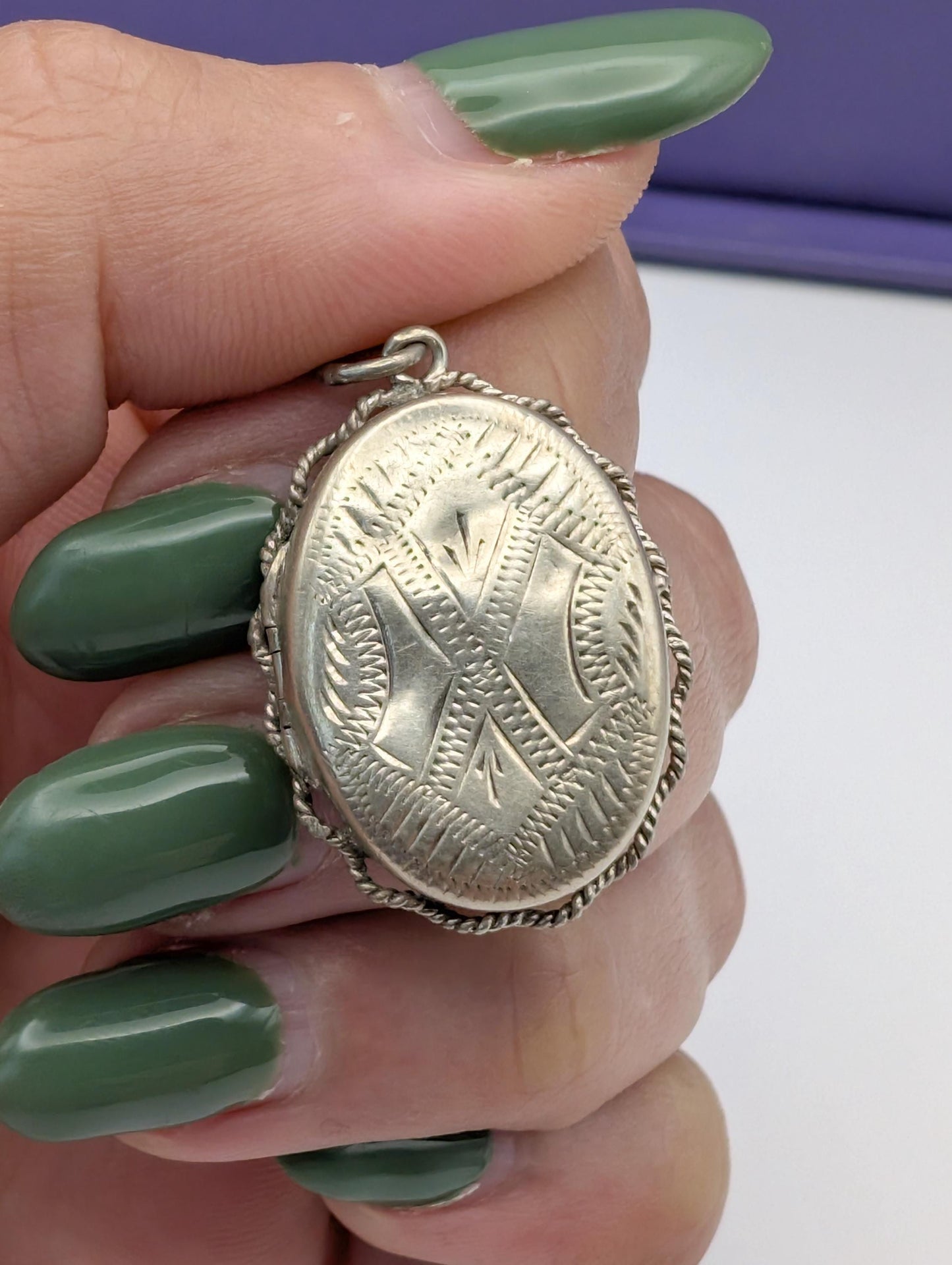 Victorian Silver Locket: Antique French Twisted Side Pendant, 1880s