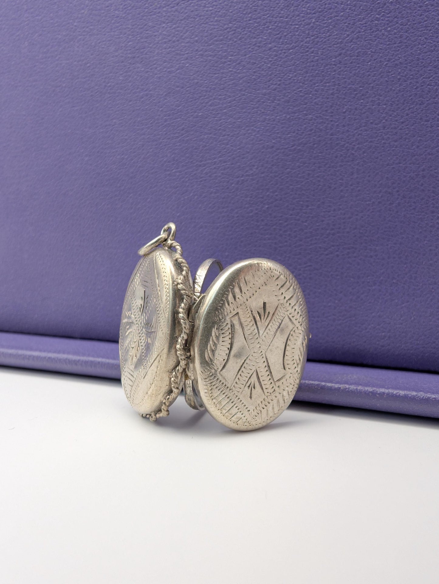 Victorian Silver Locket: Antique French Twisted Side Pendant, 1880s