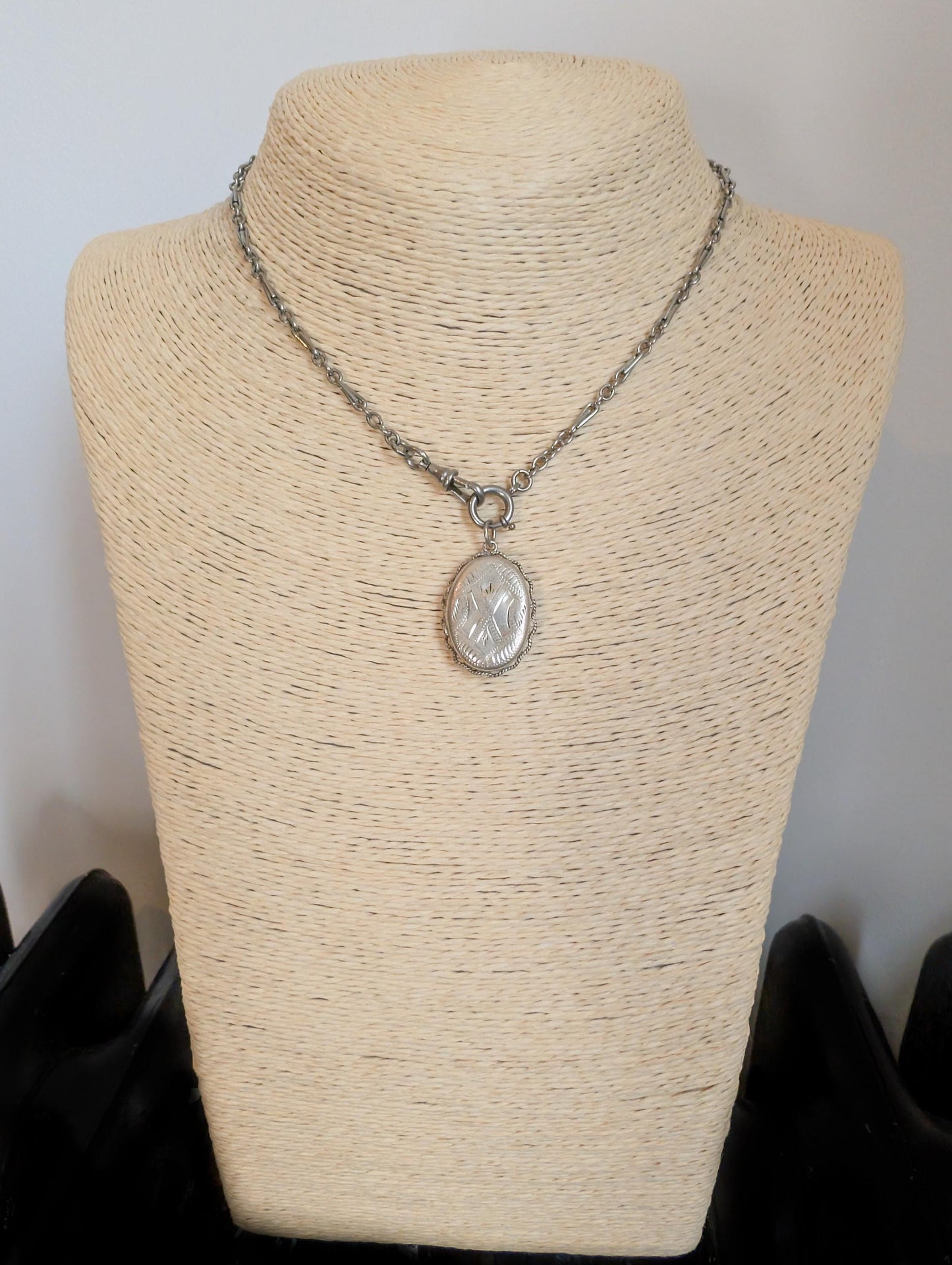 Victorian Silver Locket: Antique French Twisted Side Pendant, 1880s