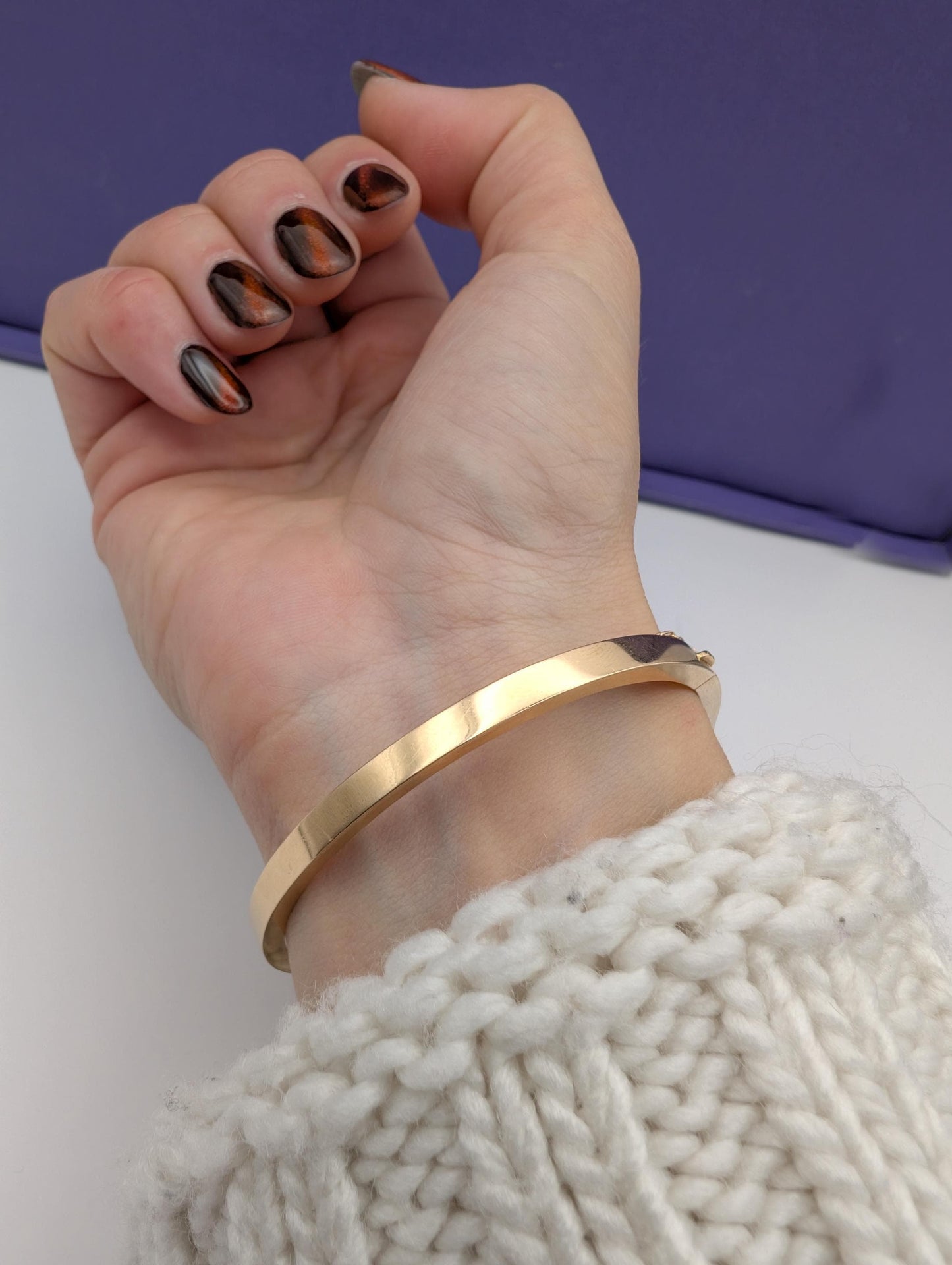 Antique 18K Rose Gold Diamond Bangle: French Victorian Sapphire Bracelet