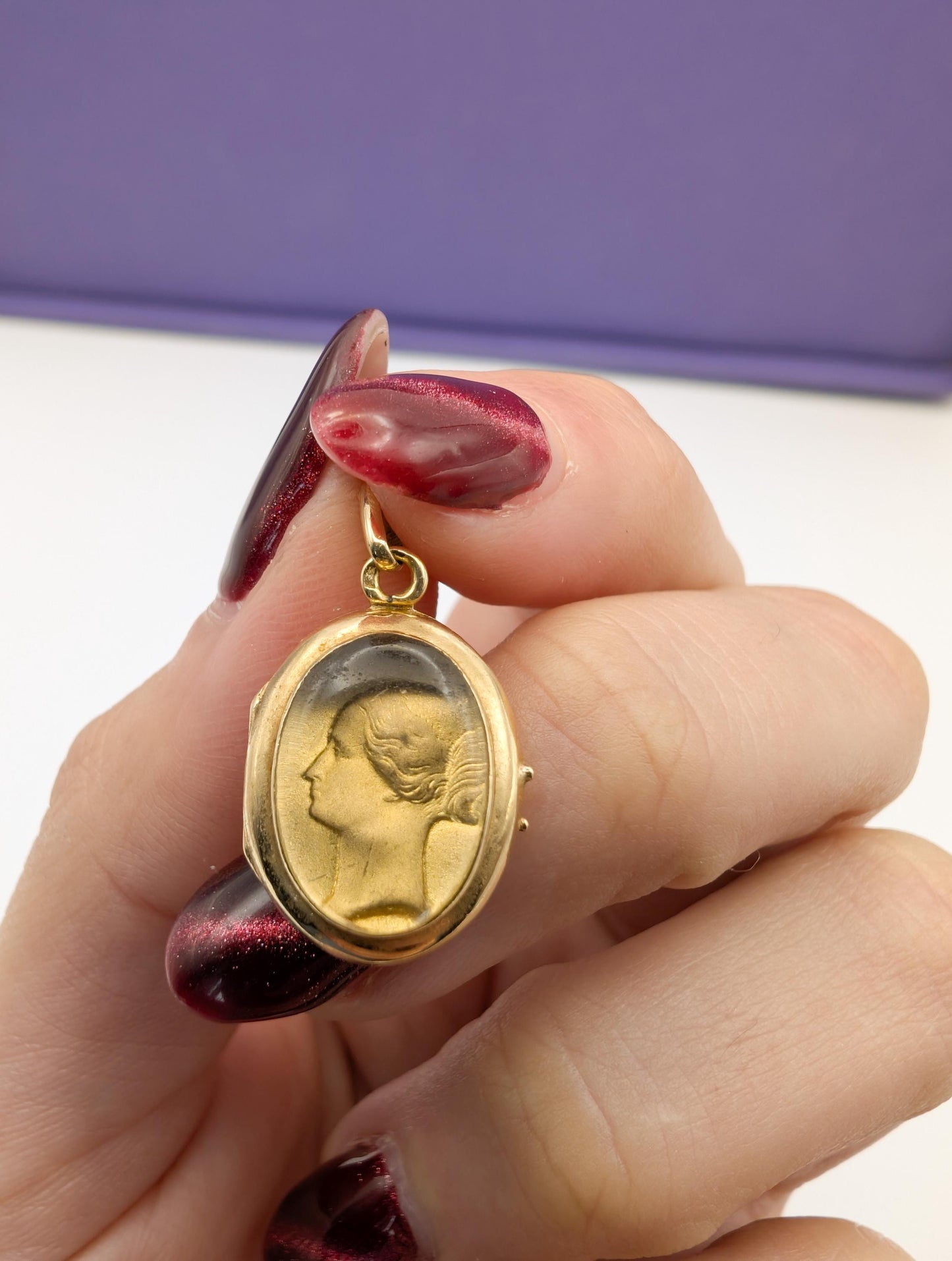 18k Gold Napoleon III Shaker Locket: Antique French Beveled Glass