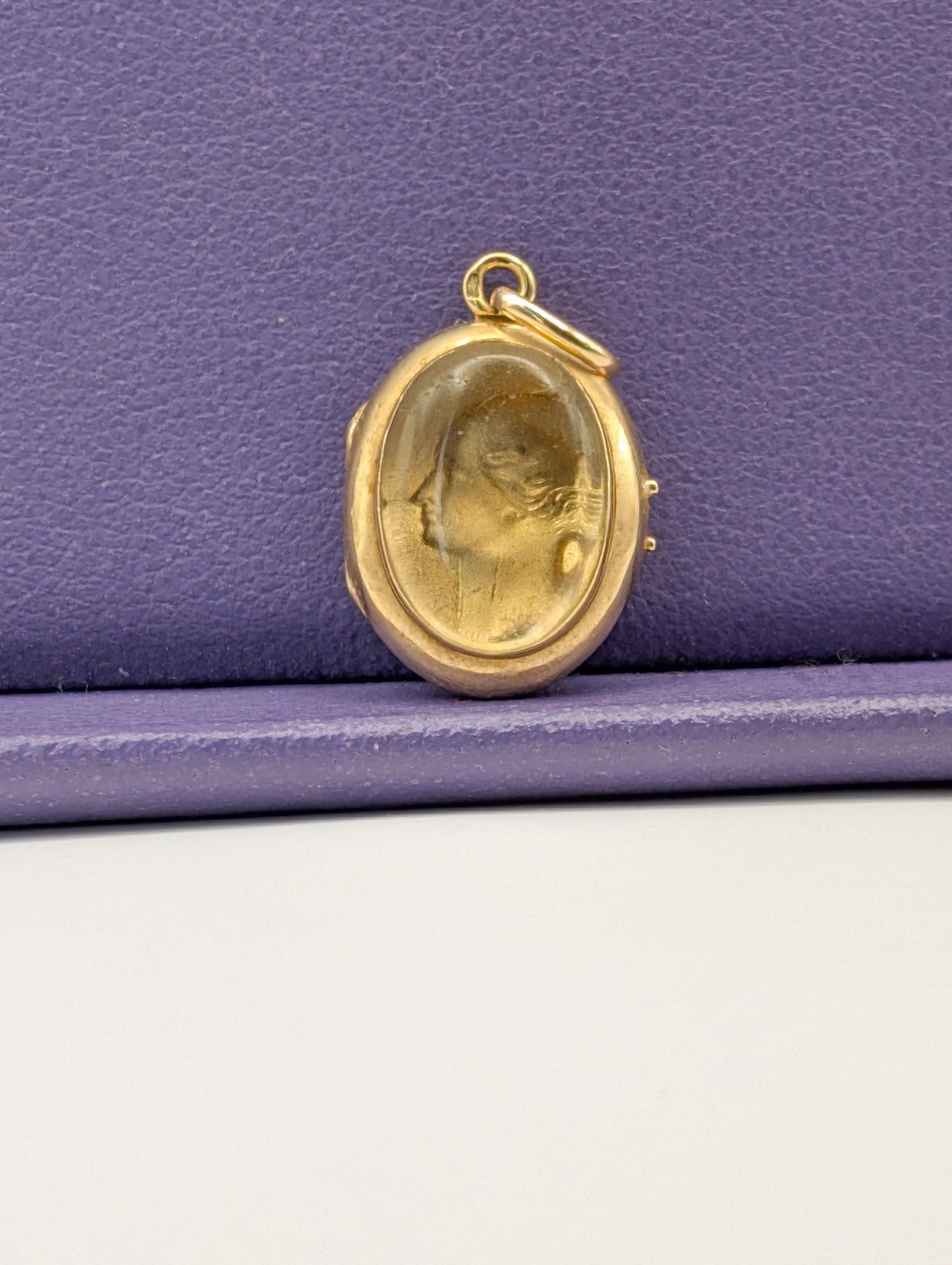 18k Gold Napoleon III Shaker Locket: Antique French Beveled Glass