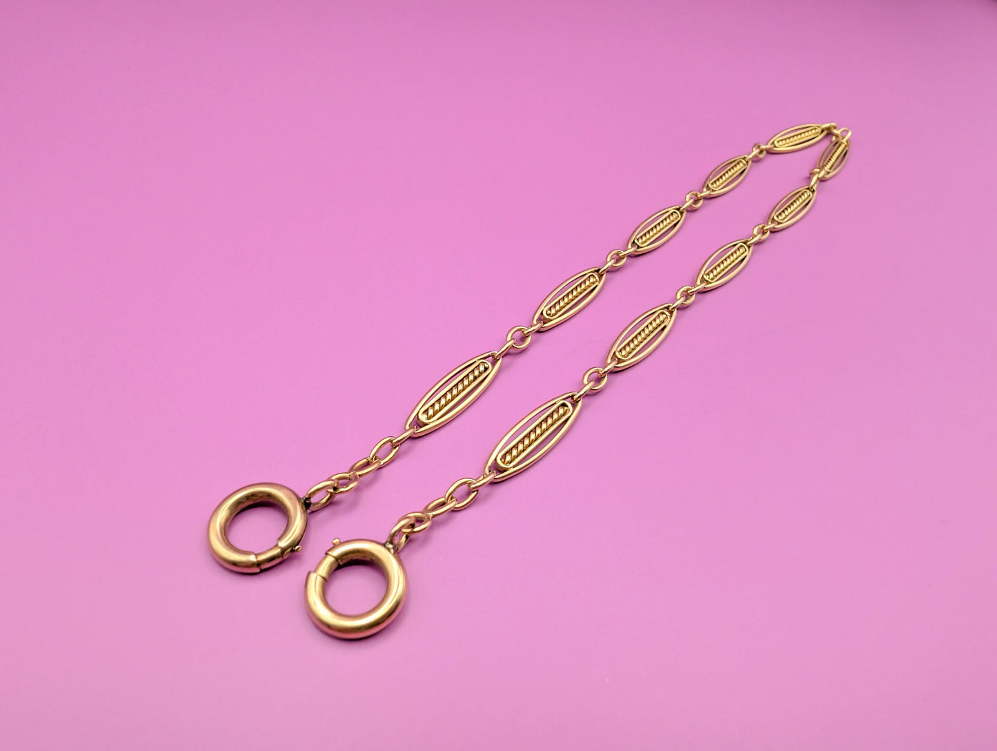 Art Deco 18K Gold Chain: Antique Watch Chain Necklace, 1920s French Jewelry