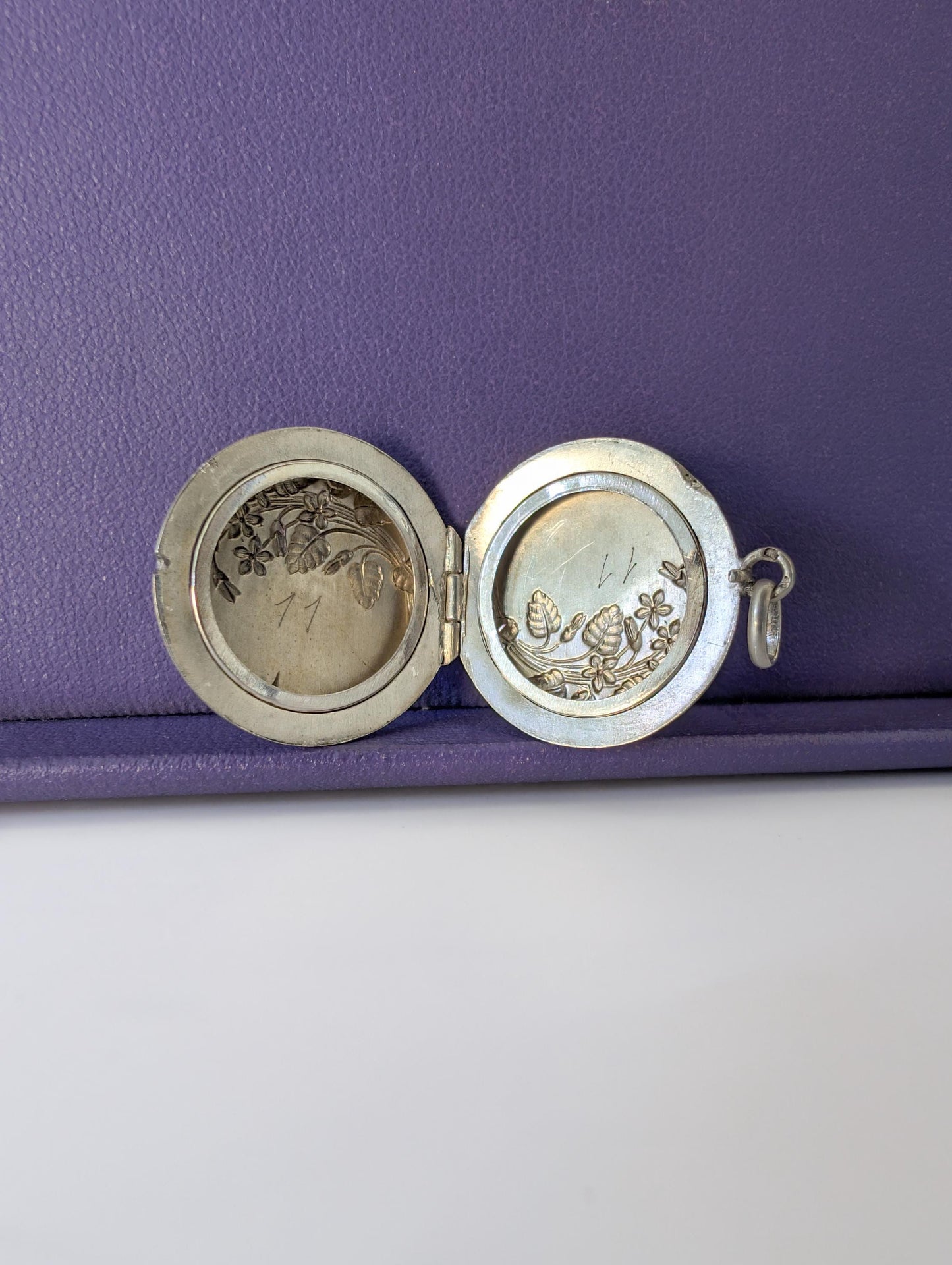 Art Nouveau Silver Locket: Repousse Floral Photo Pendant