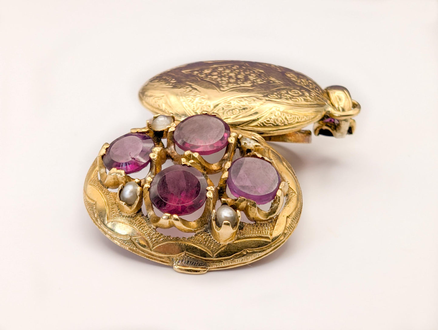 Victorian 18k Gold Locket: Tourmaline & Pearl, Napoleon III Era
