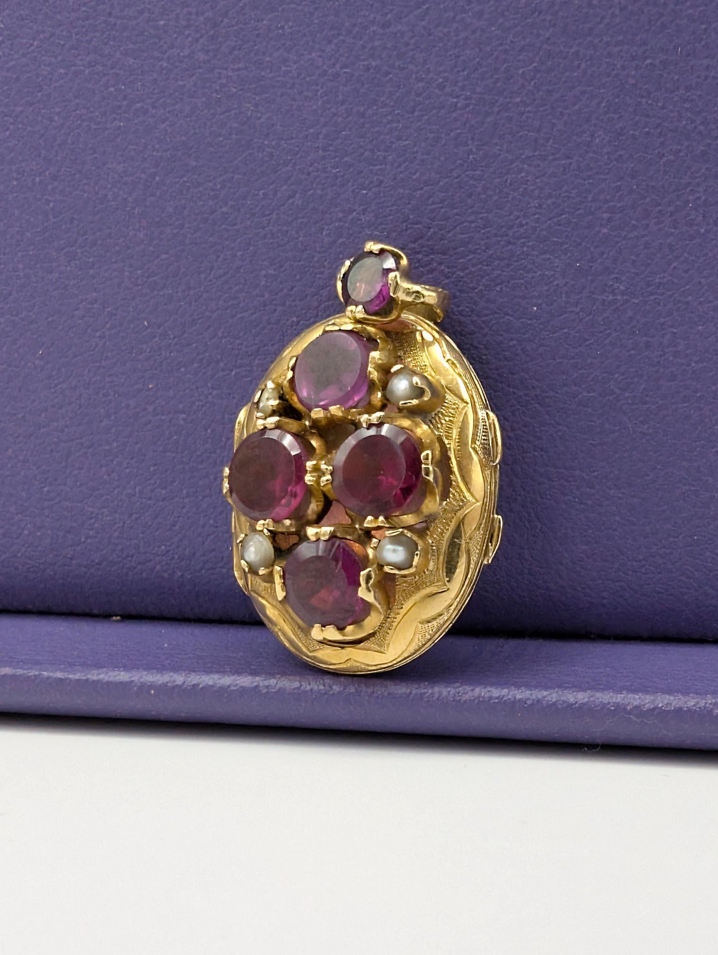 Victorian 18k Gold Locket: Tourmaline & Pearl, Napoleon III Era