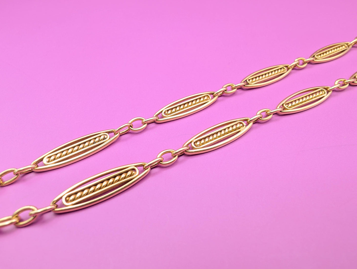 Art Deco 18K Gold Chain: Antique Watch Chain Necklace, 1920s French Jewelry