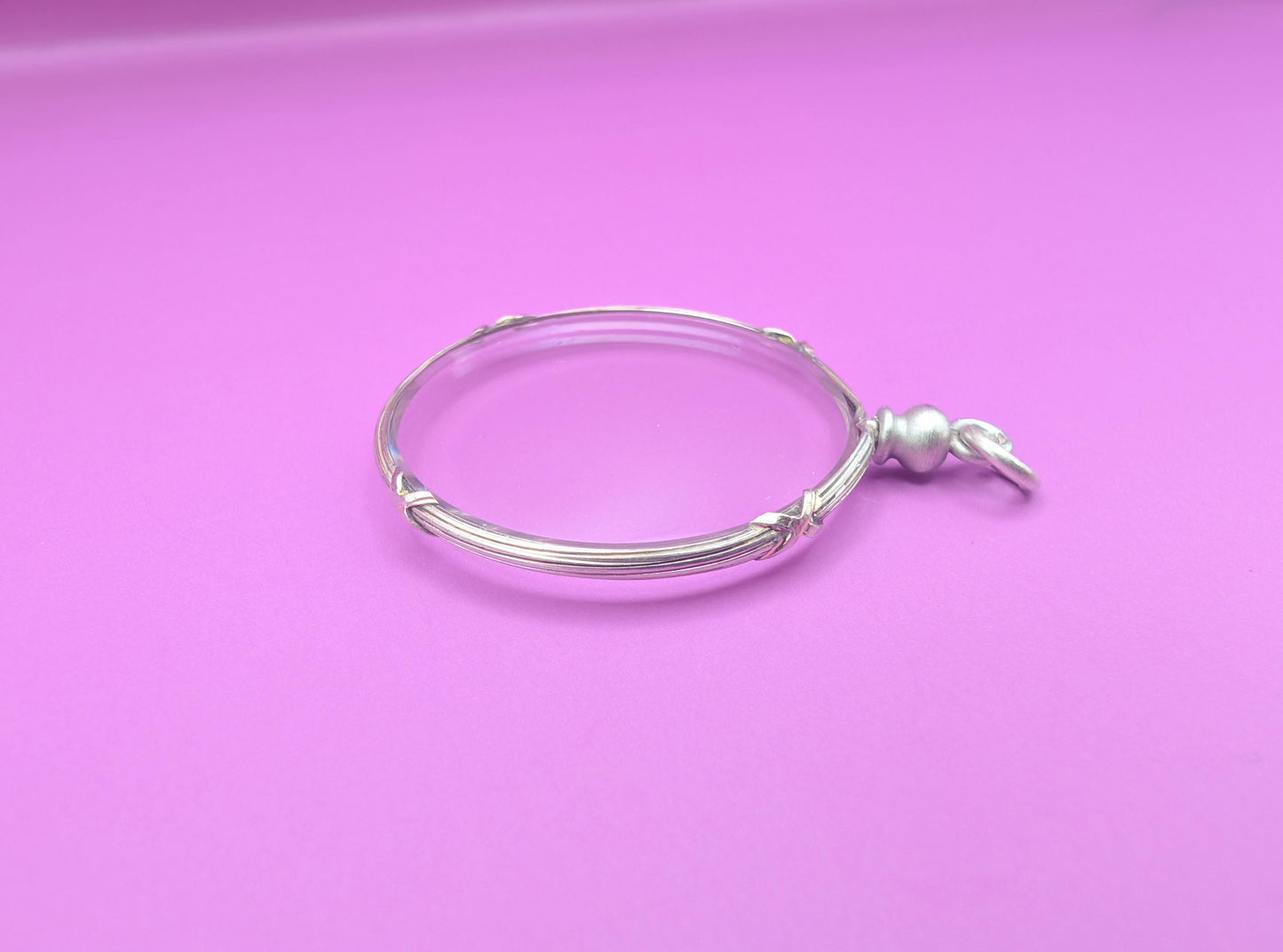 Antique Edwardian Glass Shaker Locket: Engraved Silver Frame Pendant