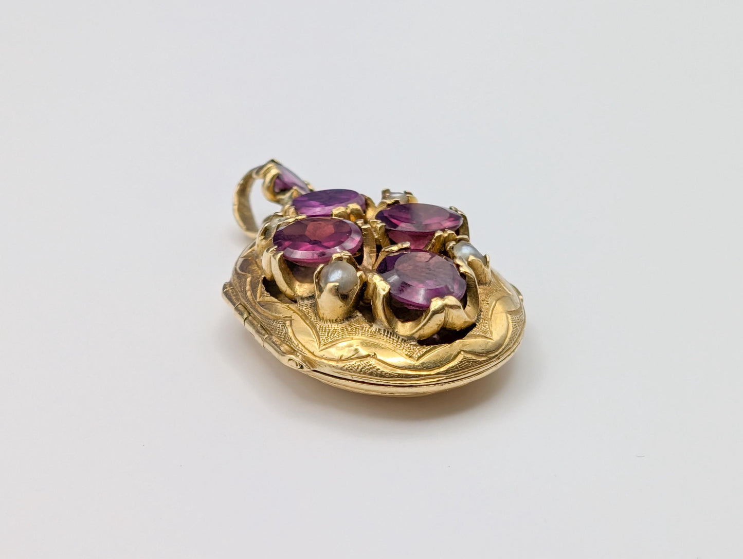 Victorian 18k Gold Locket: Tourmaline & Pearl, Napoleon III Era