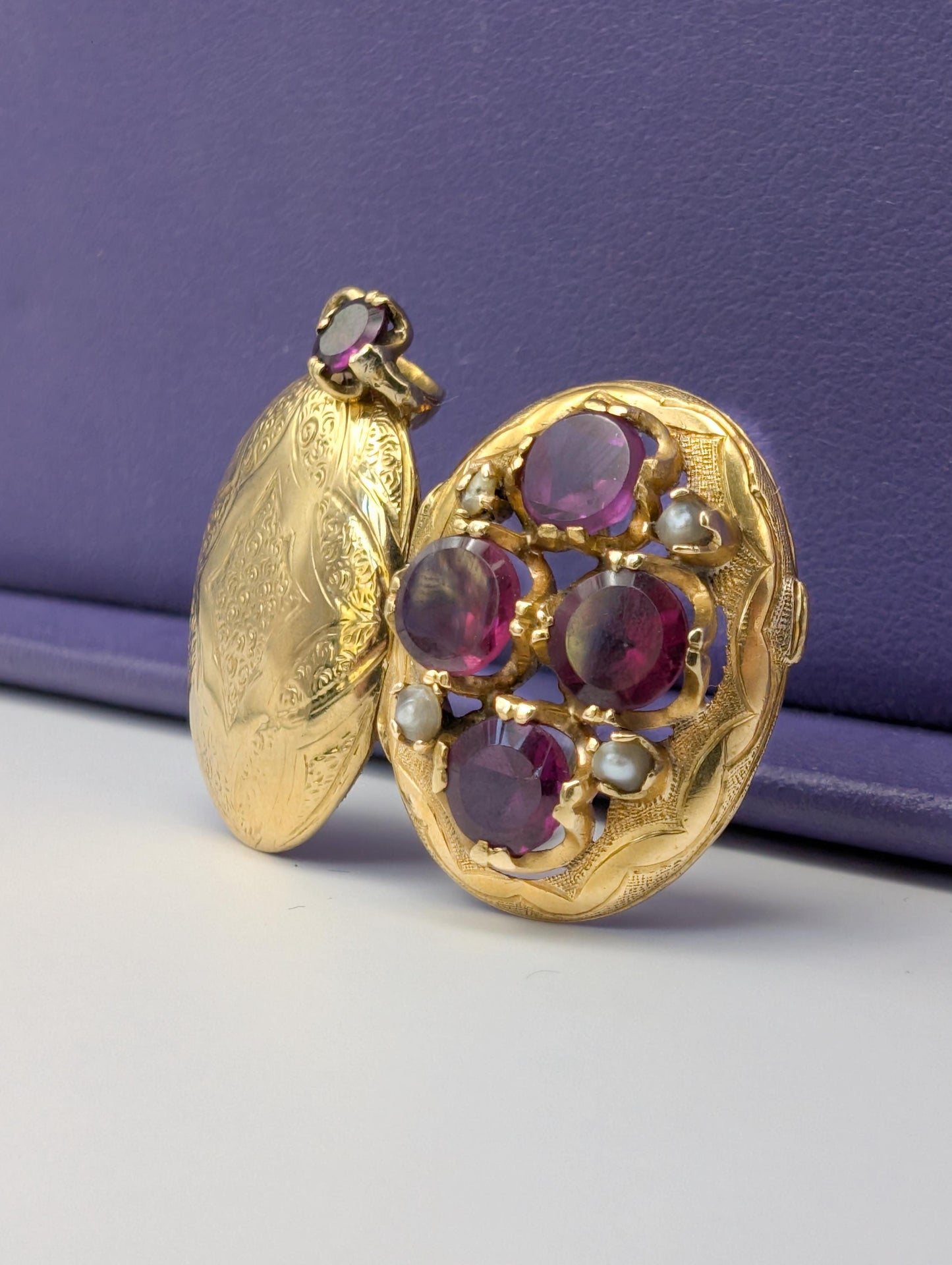 Victorian 18k Gold Locket: Tourmaline & Pearl, Napoleon III Era