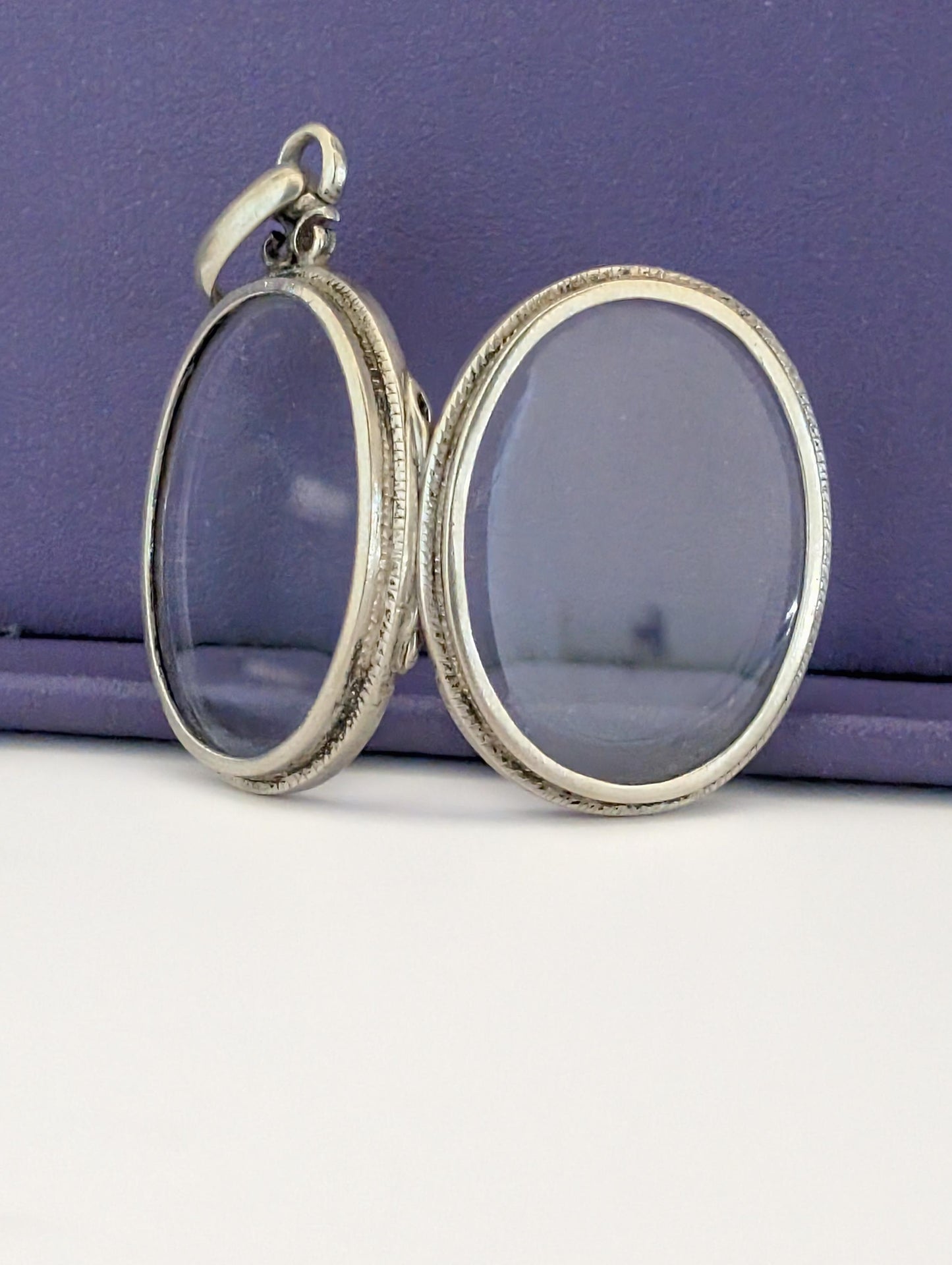 Antique Napoleon III Beveled Glass Locket: Victorian Silver Shaker Locket