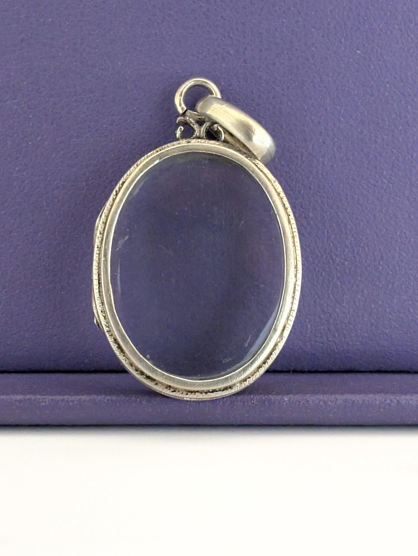 Antique Napoleon III Beveled Glass Locket: Victorian Silver Shaker Locket