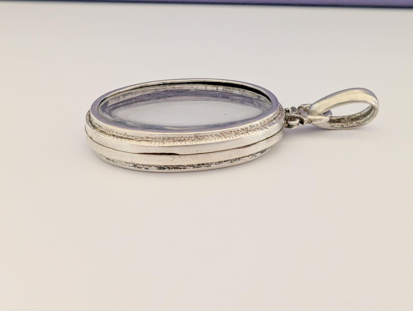 Antique Napoleon III Beveled Glass Locket: Victorian Silver Shaker Locket