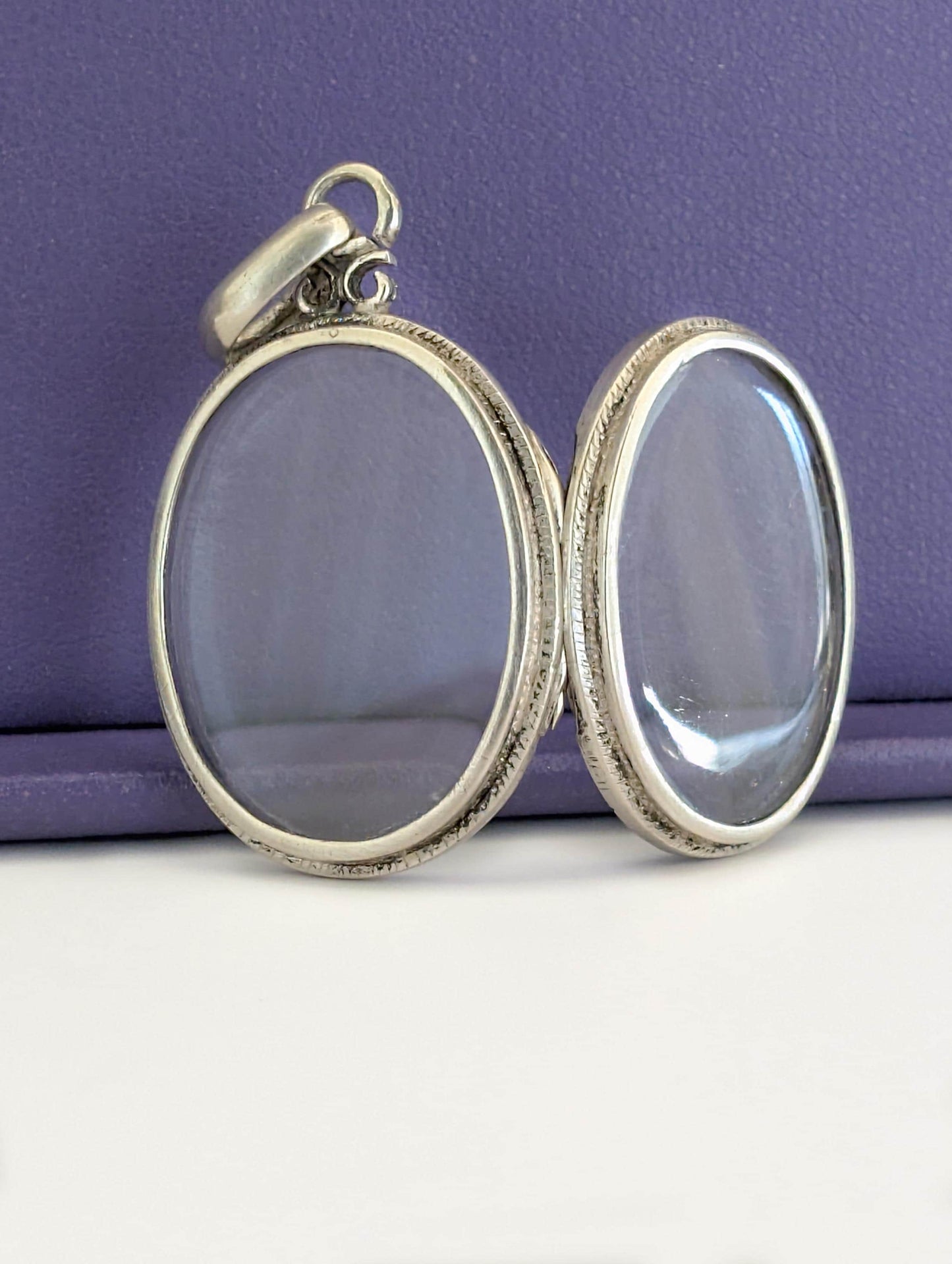 Antique Napoleon III Beveled Glass Locket: Victorian Silver Shaker Locket