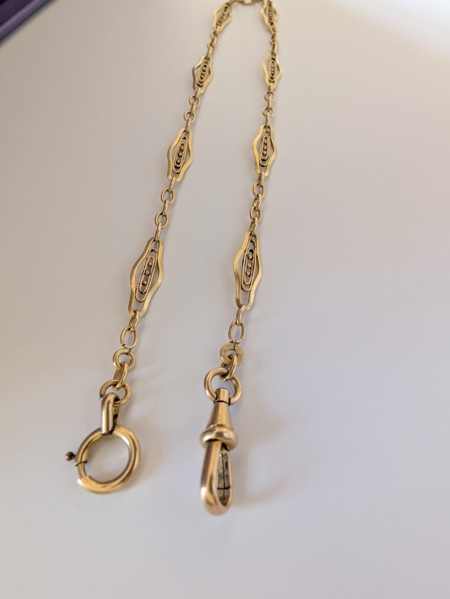 Antique Gold Filled Filigree Watch Chain - Edwardian Bracelet