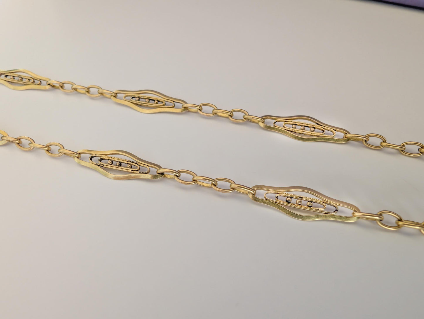 Antique Gold Filled Filigree Watch Chain - Edwardian Bracelet
