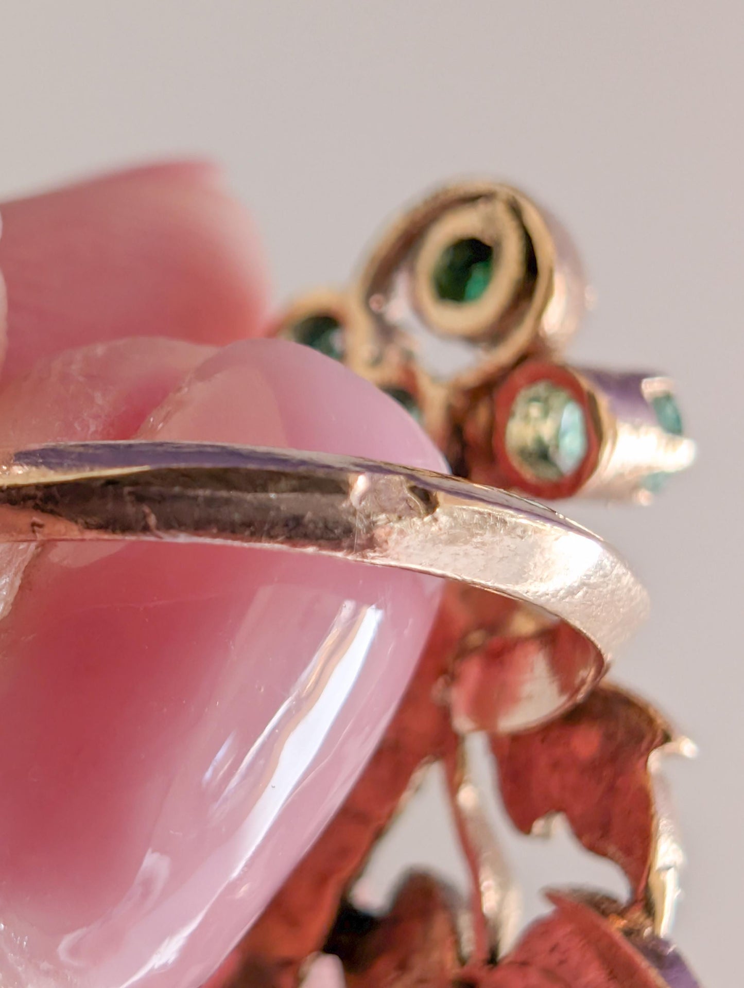 9K Gold Antique Art Nouveau Emerald Diamond Ring (US 5 1/2)