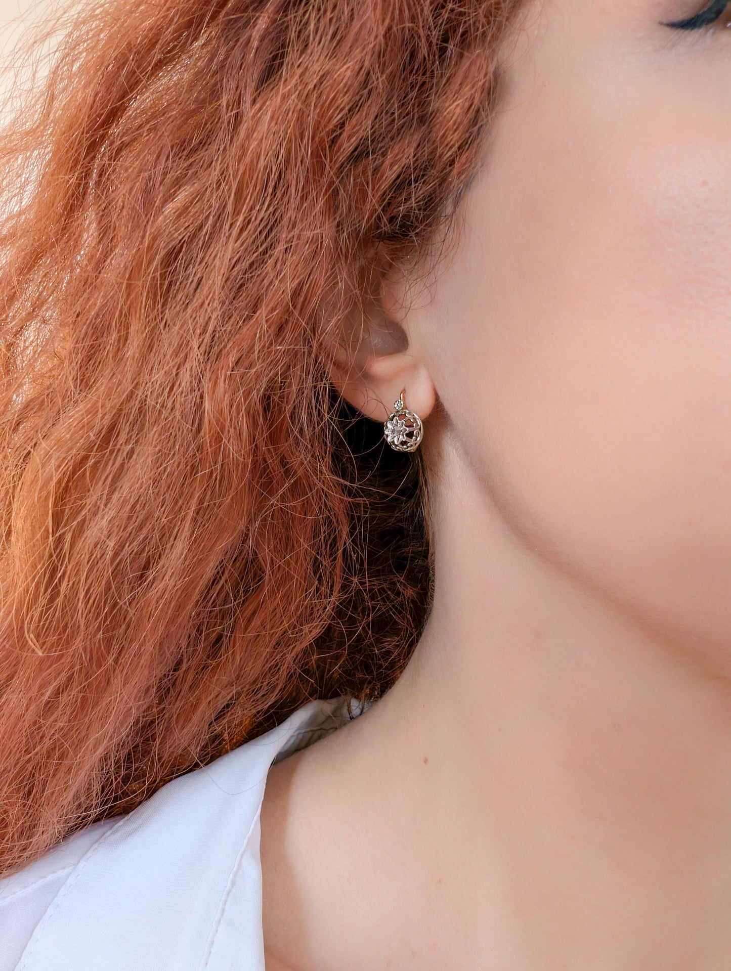 18K Gold Edwardian Diamond Earrings: Antique French Jewelry c.1900