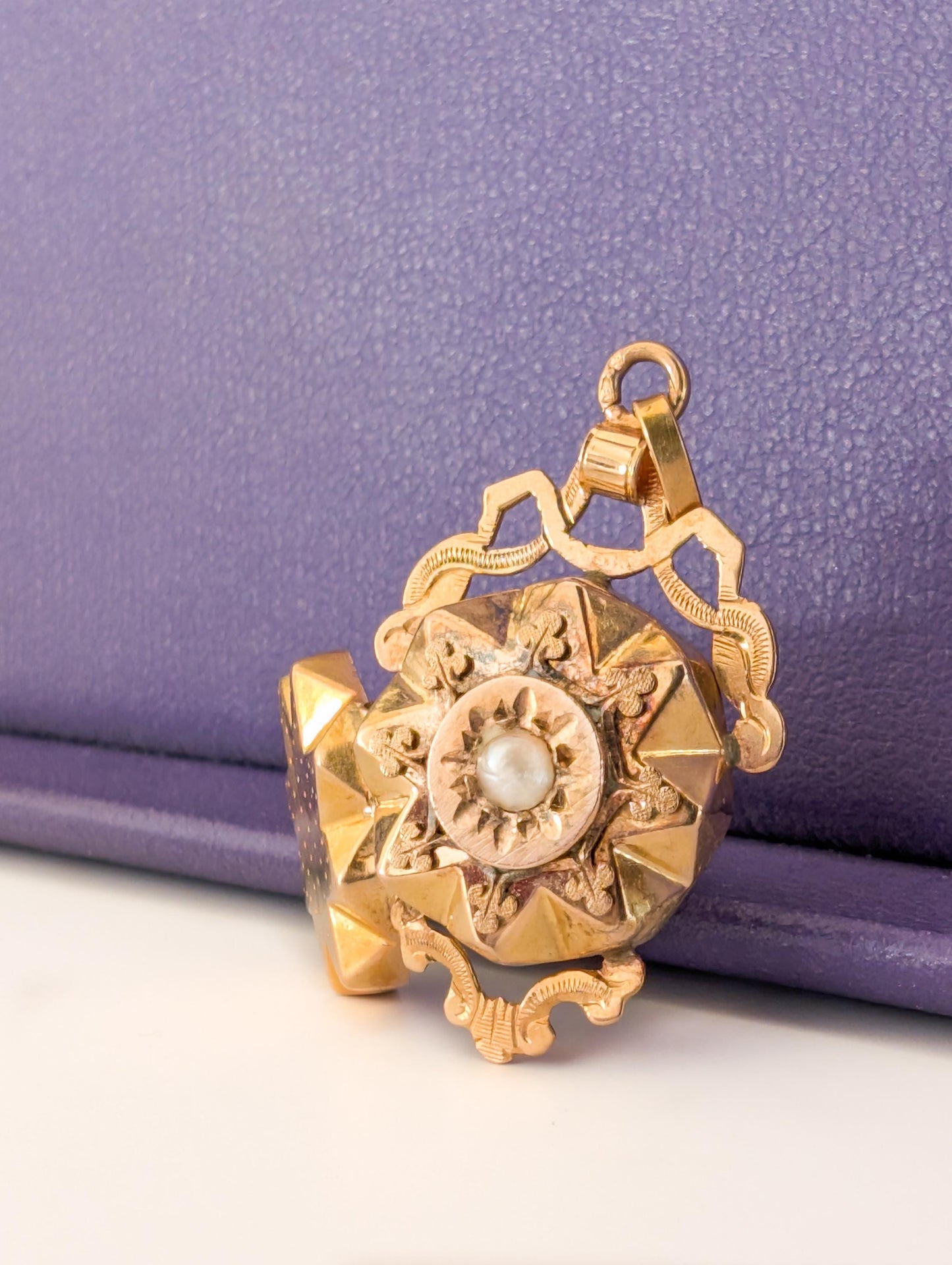 18K Gold Edwardian Locket: Antique French Seed Pearl Keepsake