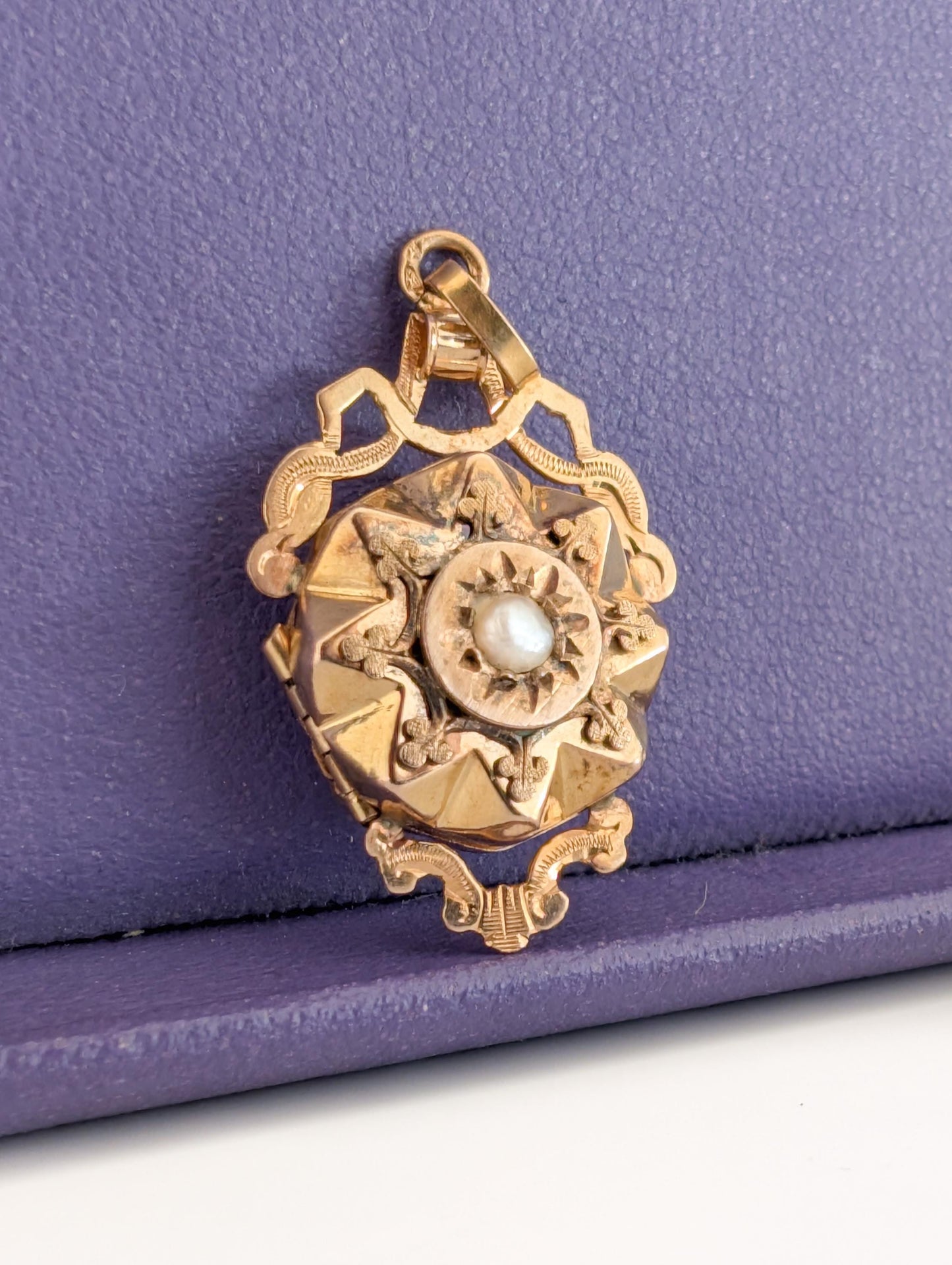18K Gold Edwardian Locket: Antique French Seed Pearl Keepsake