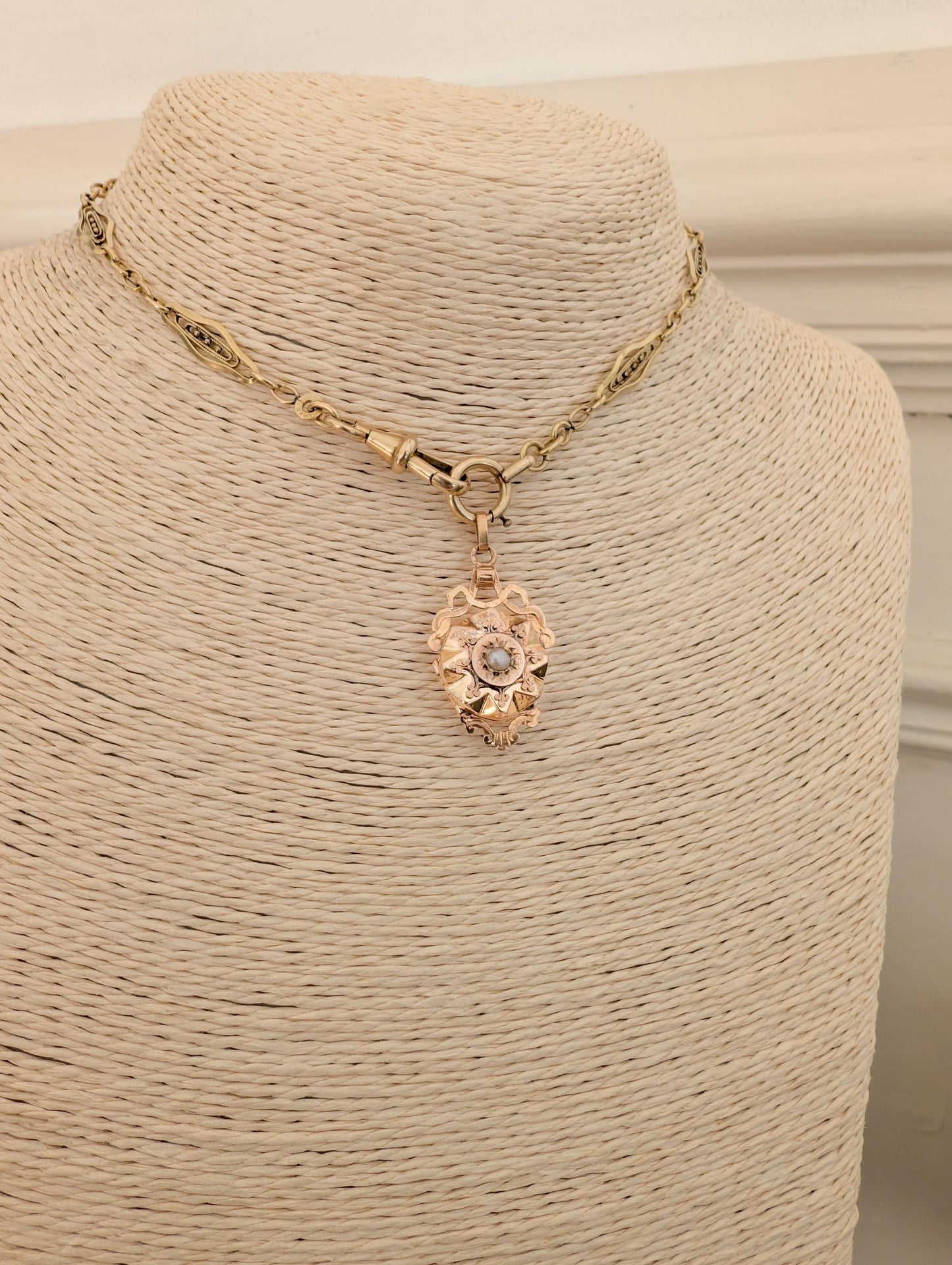 18K Gold Edwardian Locket: Antique French Seed Pearl Keepsake