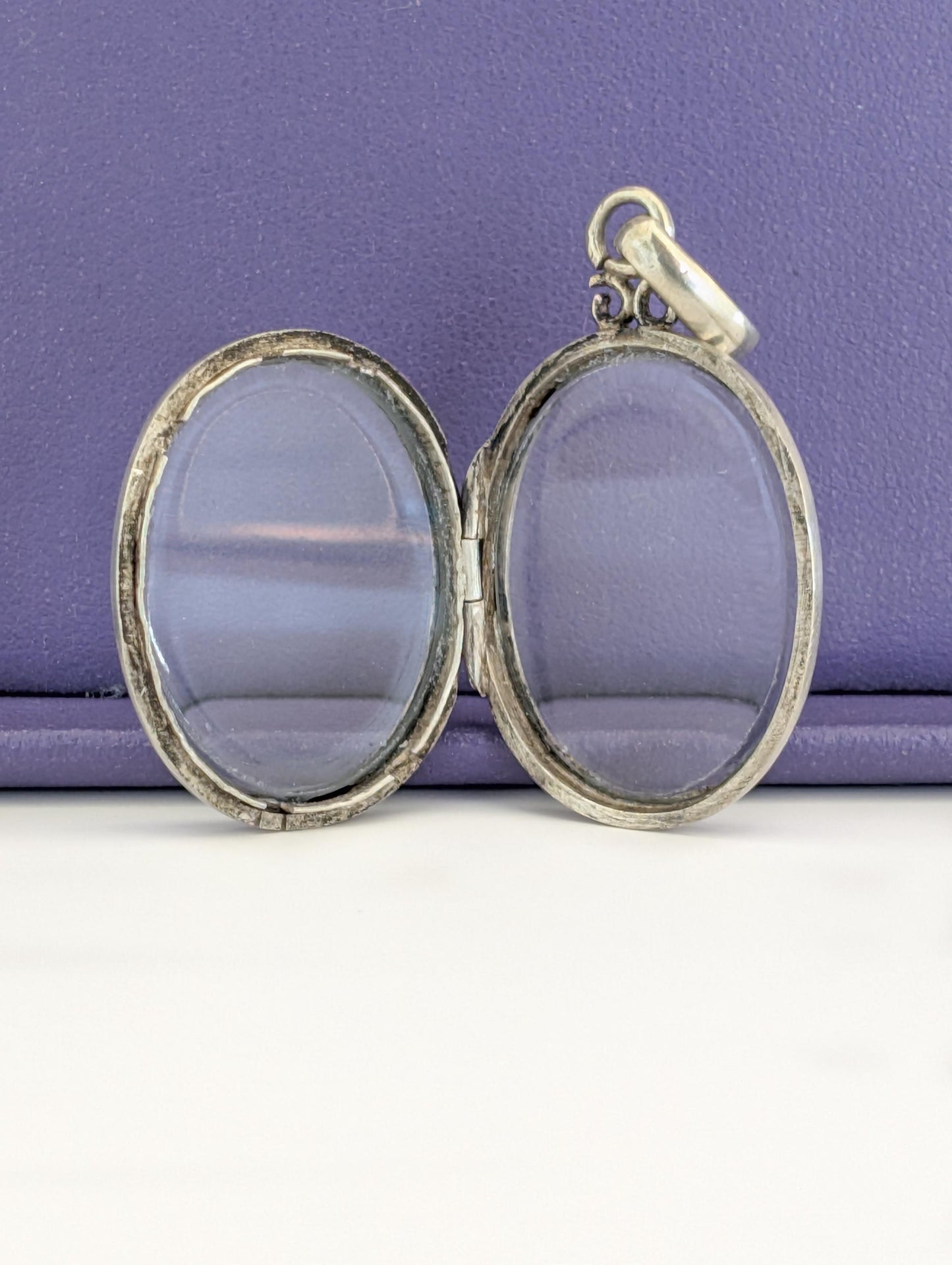 Antique Napoleon III Beveled Glass Locket: Victorian Silver Shaker Locket