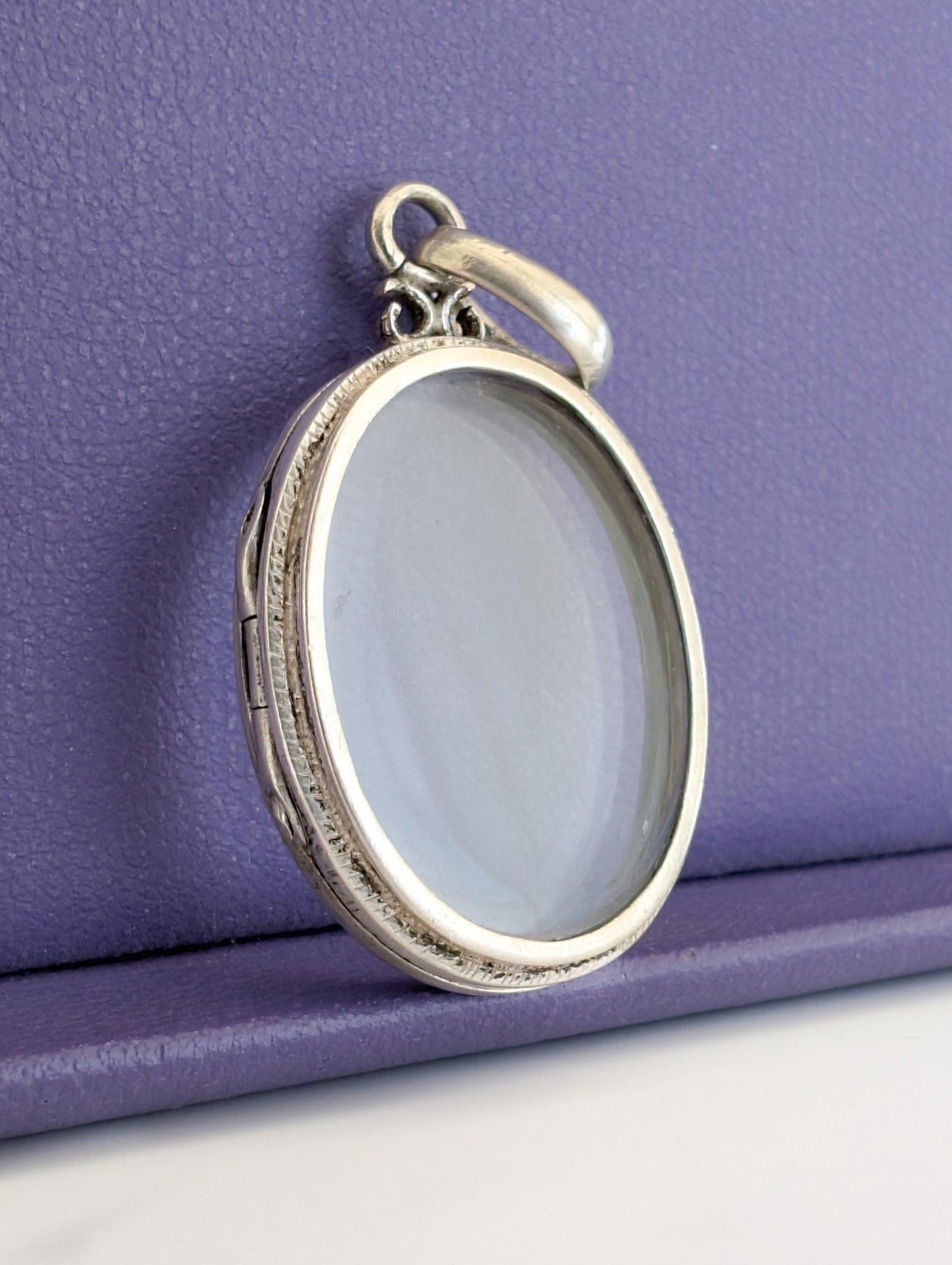 Antique Napoleon III Beveled Glass Locket: Victorian Silver Shaker Locket