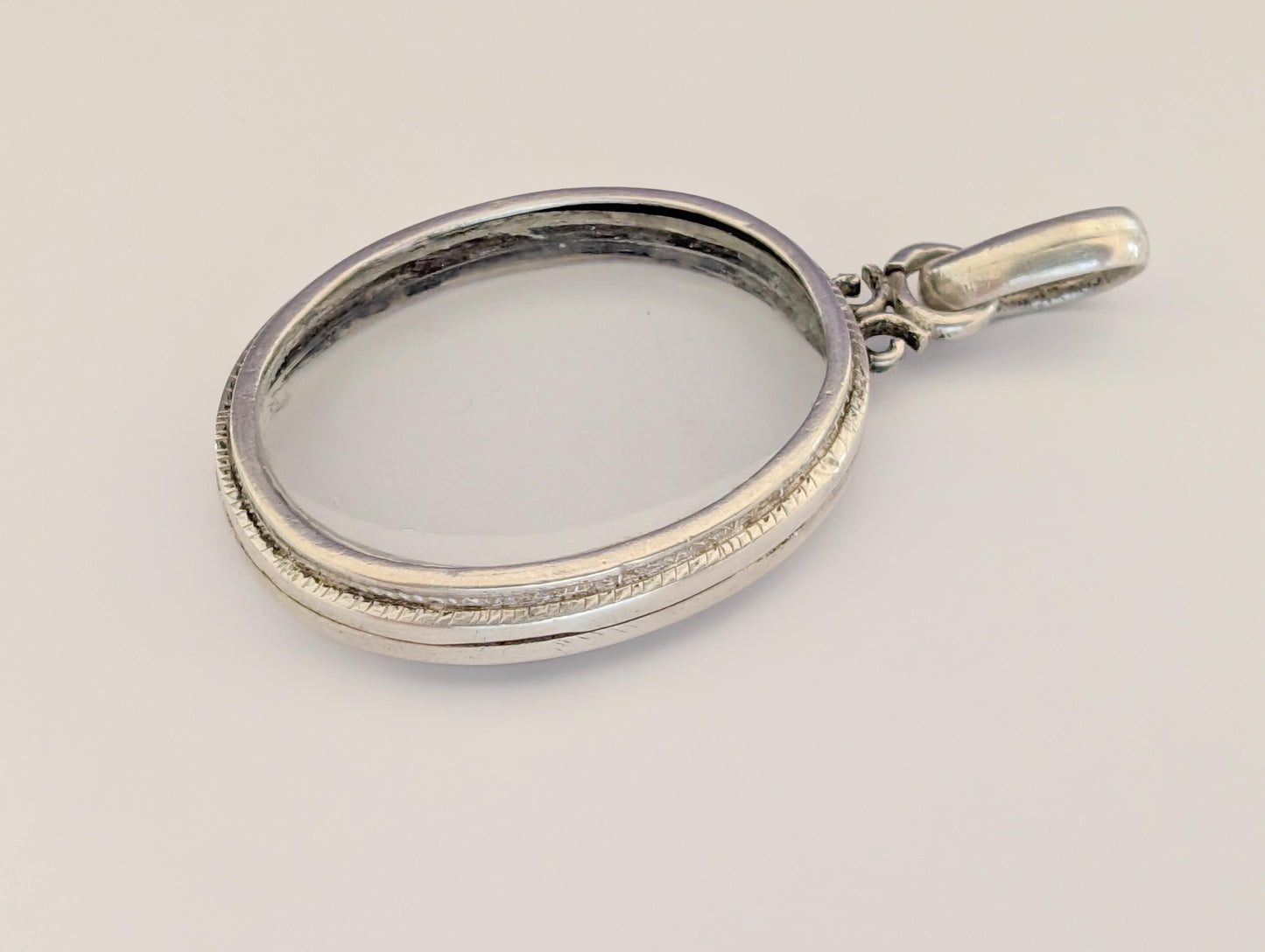 Antique Napoleon III Beveled Glass Locket: Victorian Silver Shaker Locket