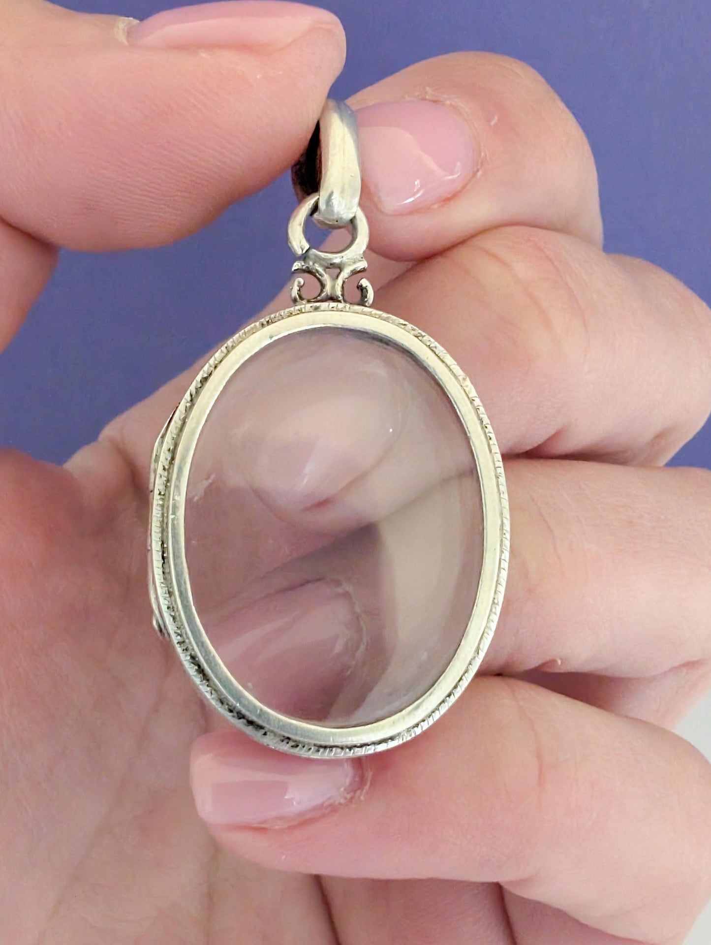 Antique Napoleon III Beveled Glass Locket: Victorian Silver Shaker Locket