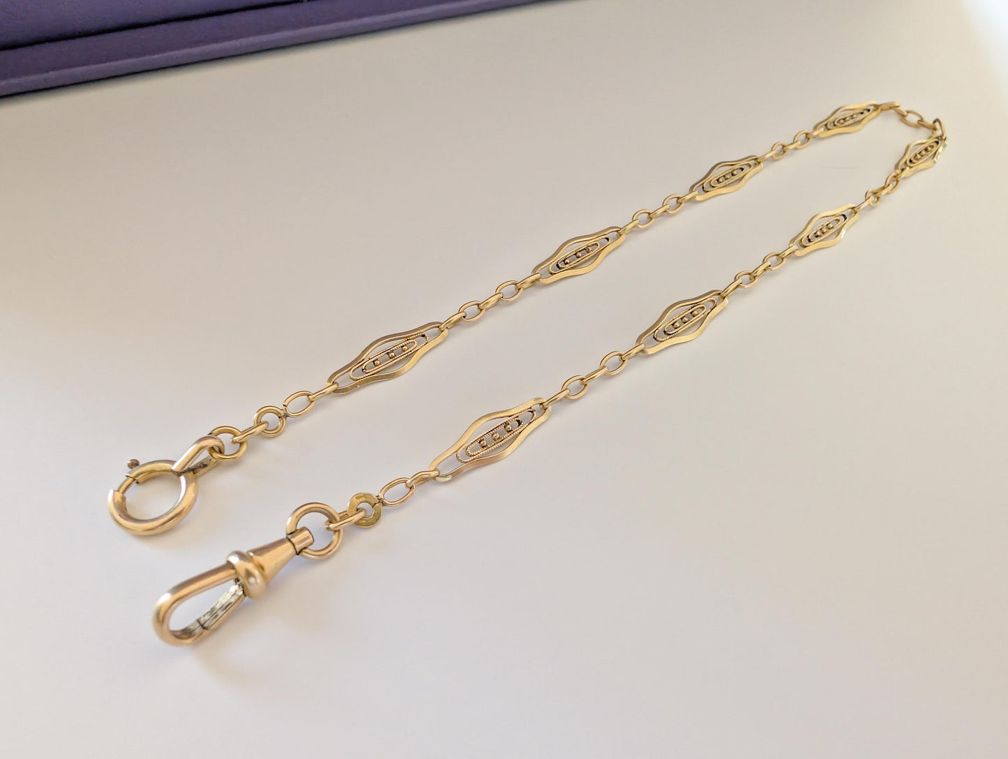 Antique Gold Filled Filigree Watch Chain - Edwardian Bracelet