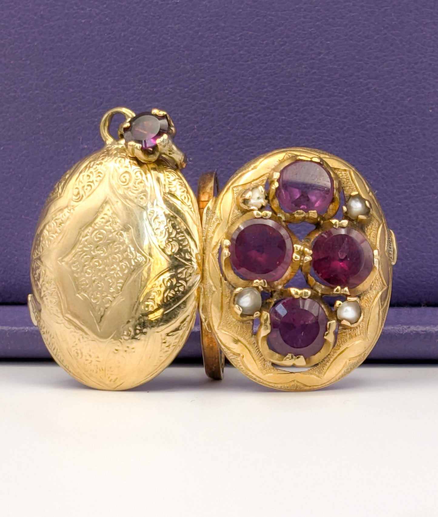Victorian 18k Gold Locket: Tourmaline & Pearl, Napoleon III Era