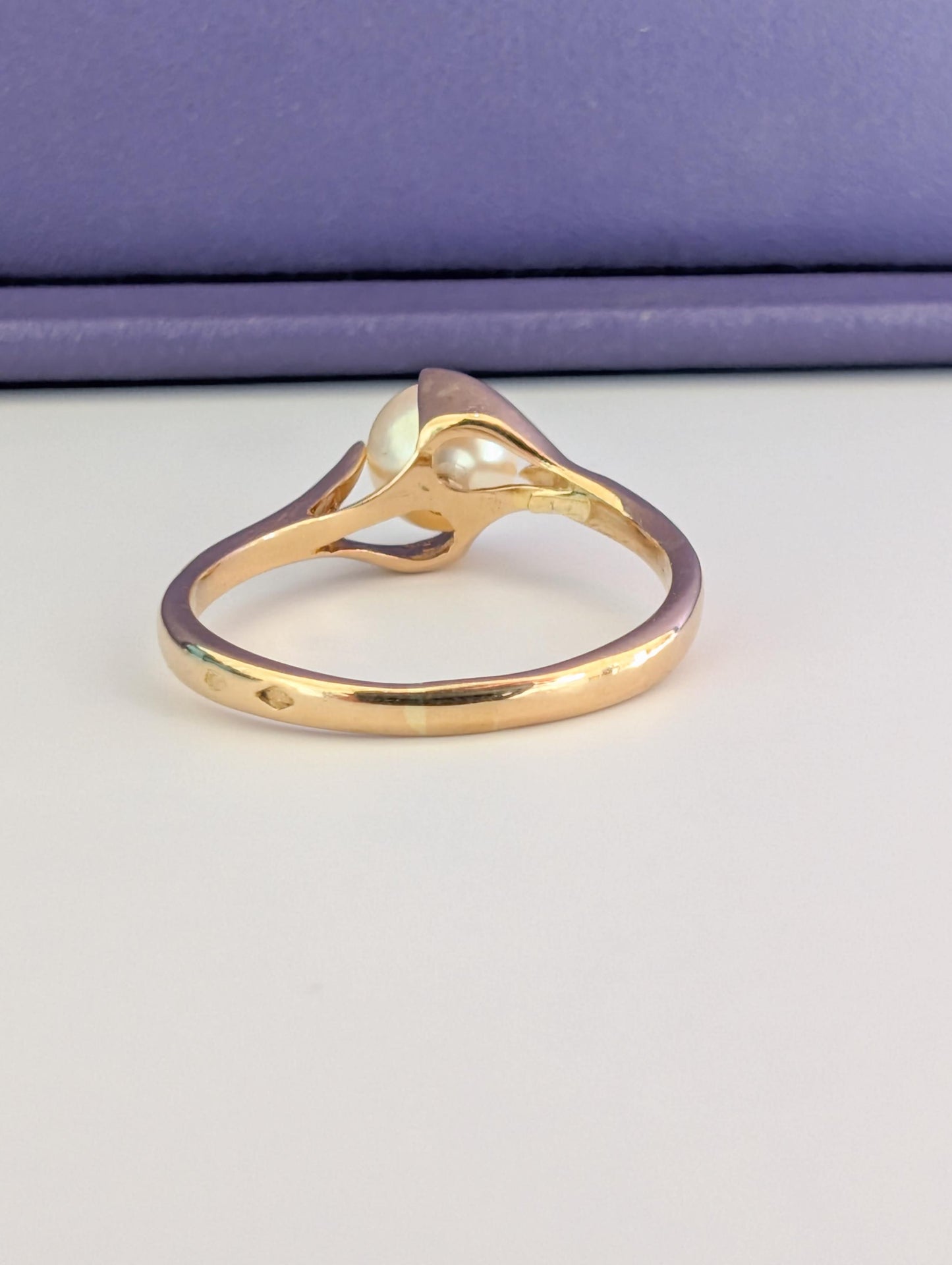 18K Yellow Gold Pearl Ring - French Coral Design, Circa 1950s