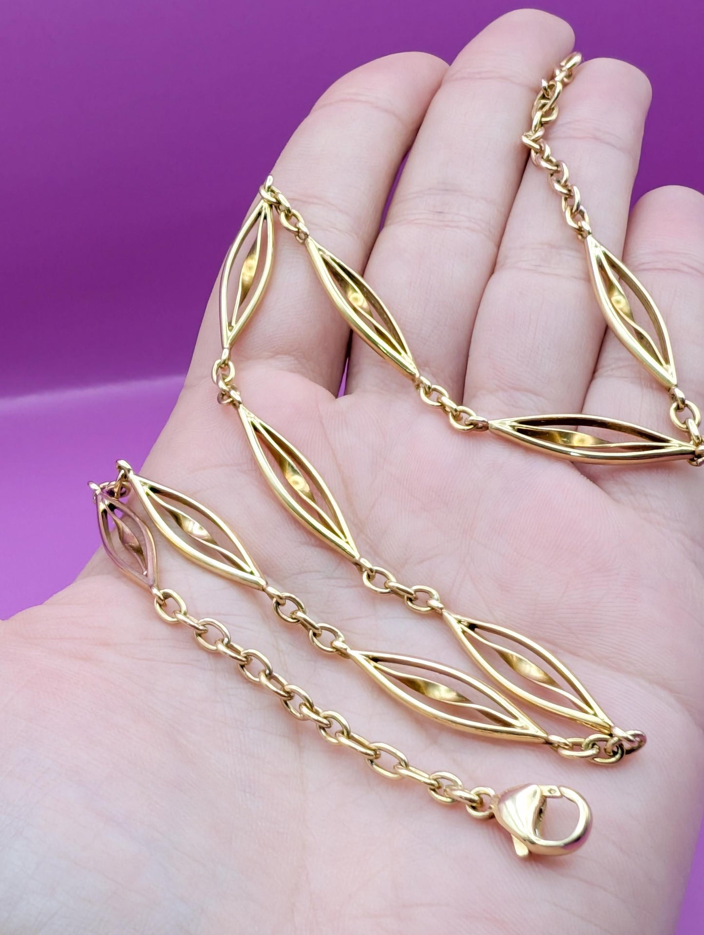 Victorian 18K Gold Watch Chain Necklace: Antique French Choker