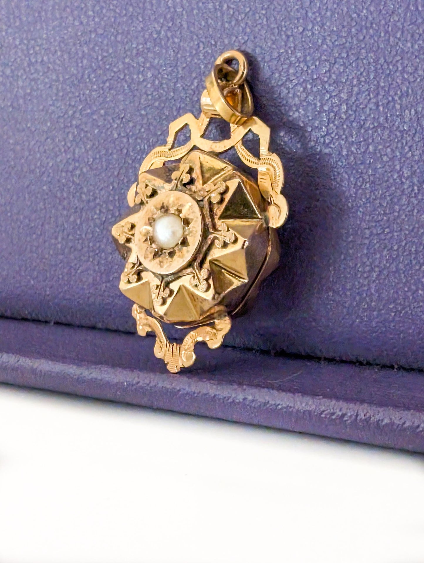 18K Gold Edwardian Locket: Antique French Seed Pearl Keepsake