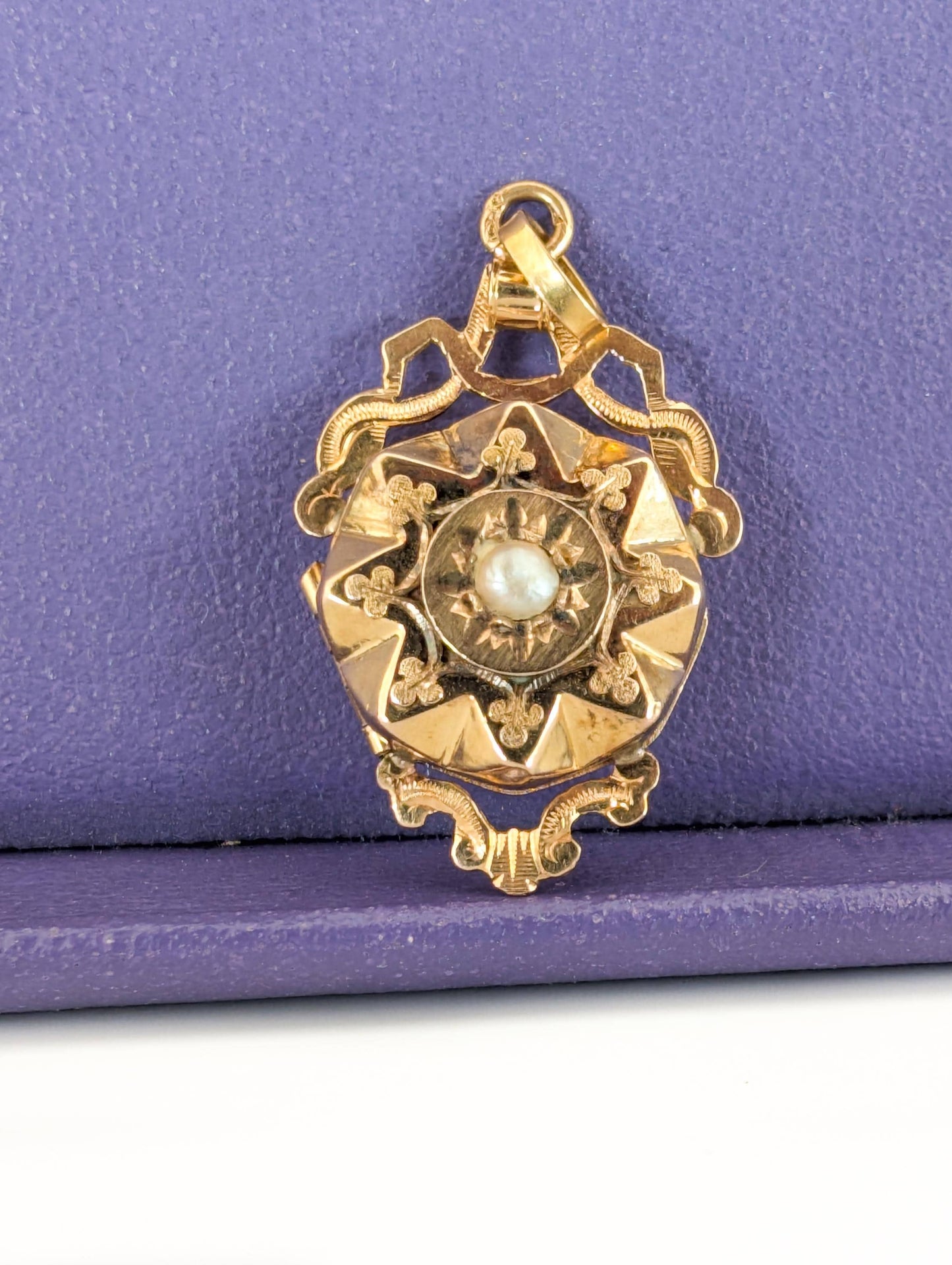 18K Gold Edwardian Locket: Antique French Seed Pearl Keepsake