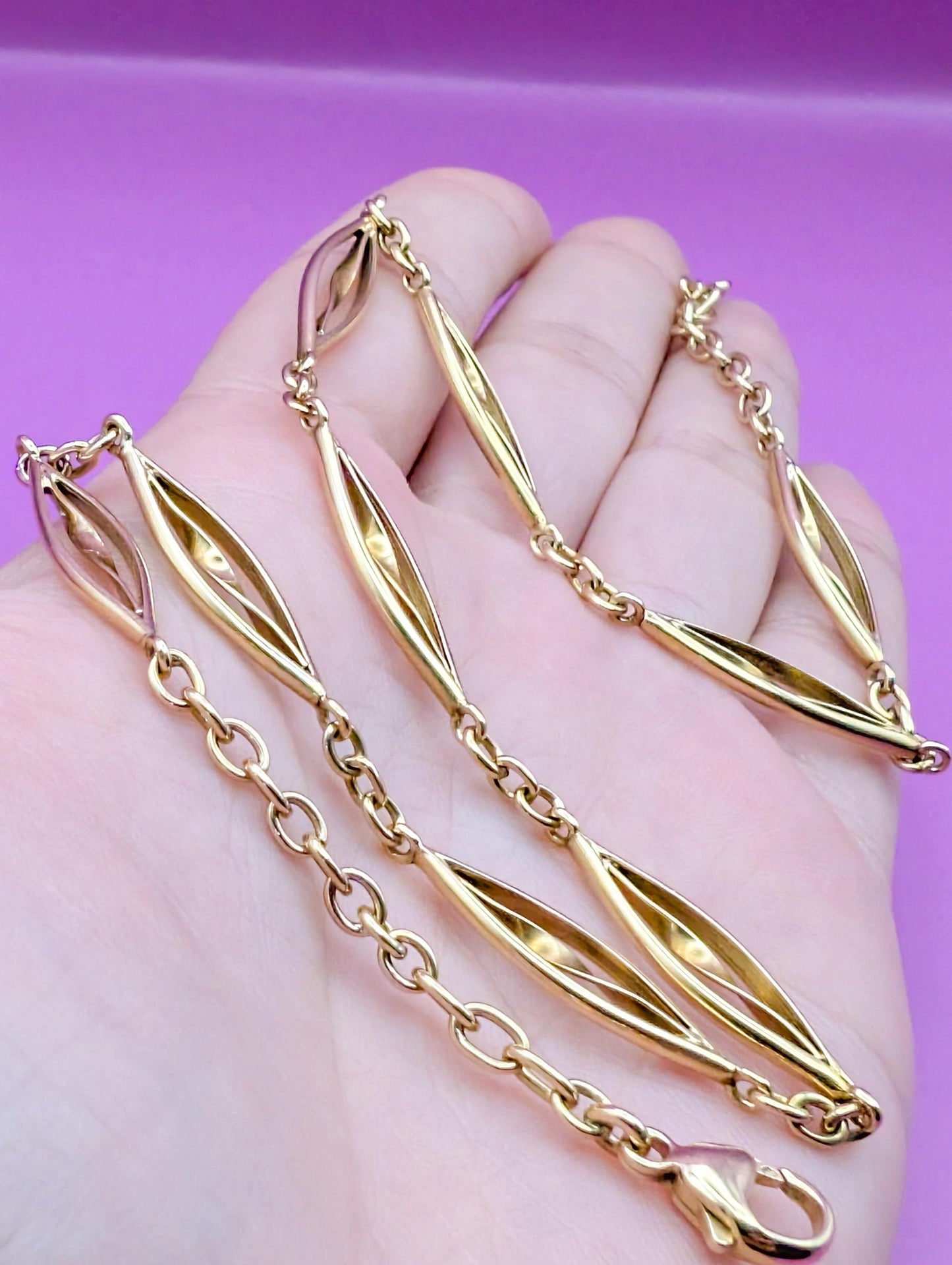 Victorian 18K Gold Watch Chain Necklace: Antique French Choker