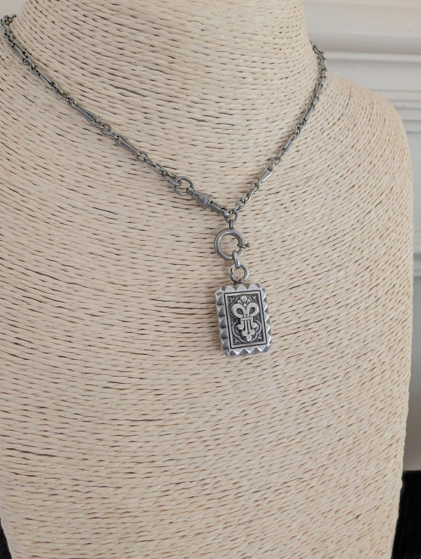 Antique Silver Engraved Fob Pendant - Victorian Charm c.1900