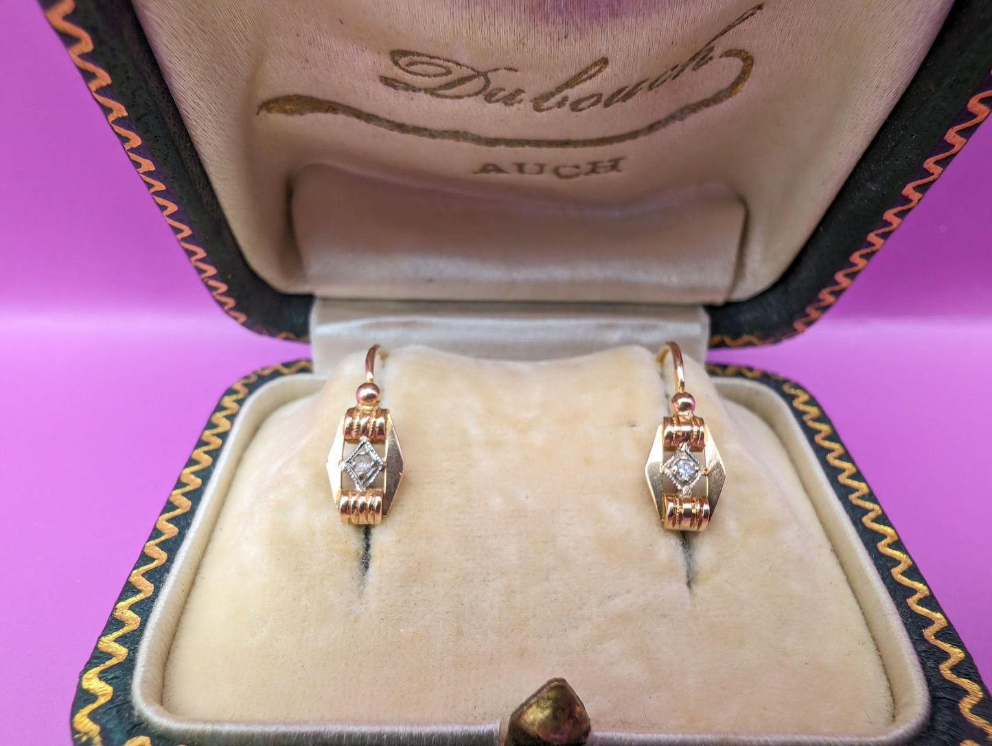 Antique 18K Gold Diamond Brisures: Victorian Napoleon III Earrings