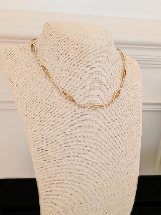 Victorian 18K Gold Watch Chain Necklace: Antique French Choker