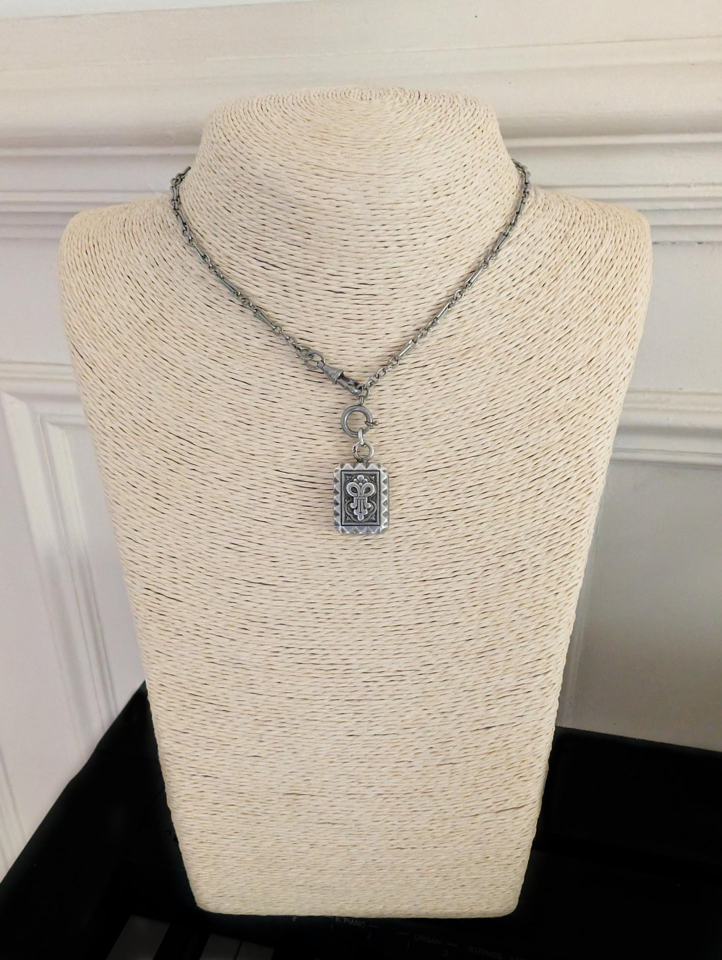 Antique Silver Engraved Fob Pendant - Victorian Charm c.1900