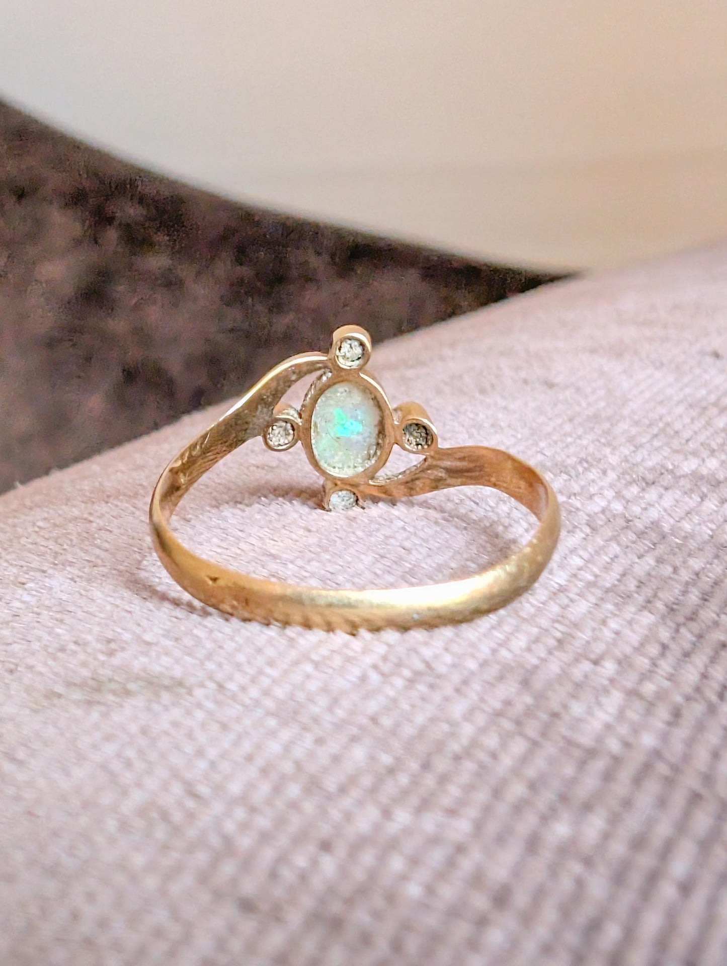 Antique 18ct Gold Opal Garnet Diamond Ring: Victorian Engagement Jewelry