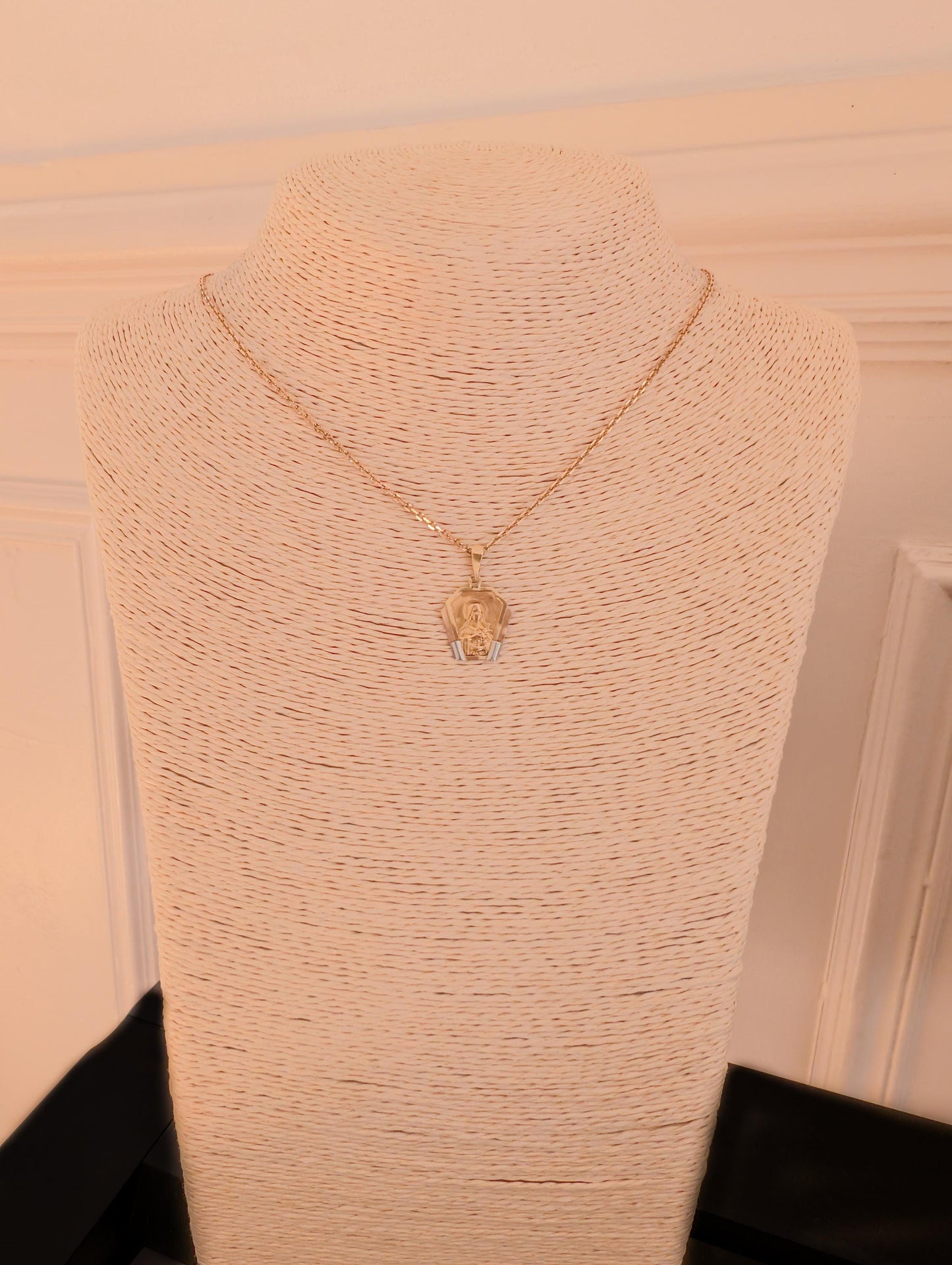 18K Gold St. Therese Medal: Antique French Religious Pendant, Art Deco