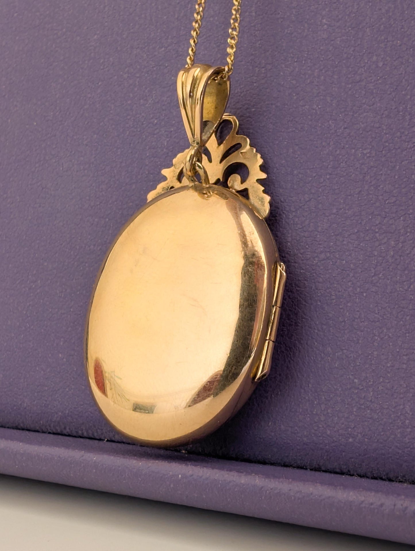 18K Gold Victorian Locket: Engraved French Napoleon III Pearl Pendant c.1860s