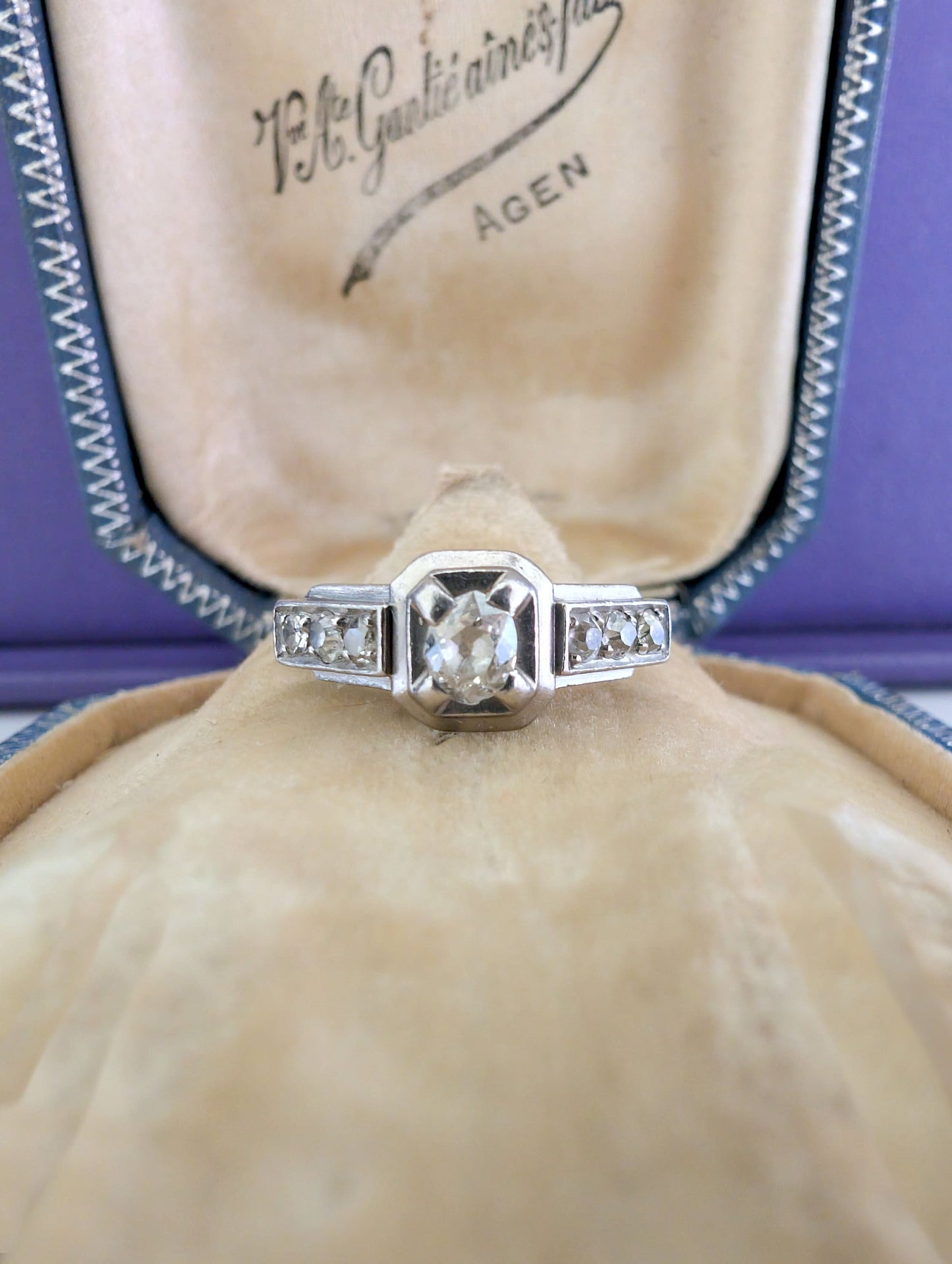 Art Deco Diamond Engagement Ring: Platinum, Rose Cut Diamonds, Circa 1920