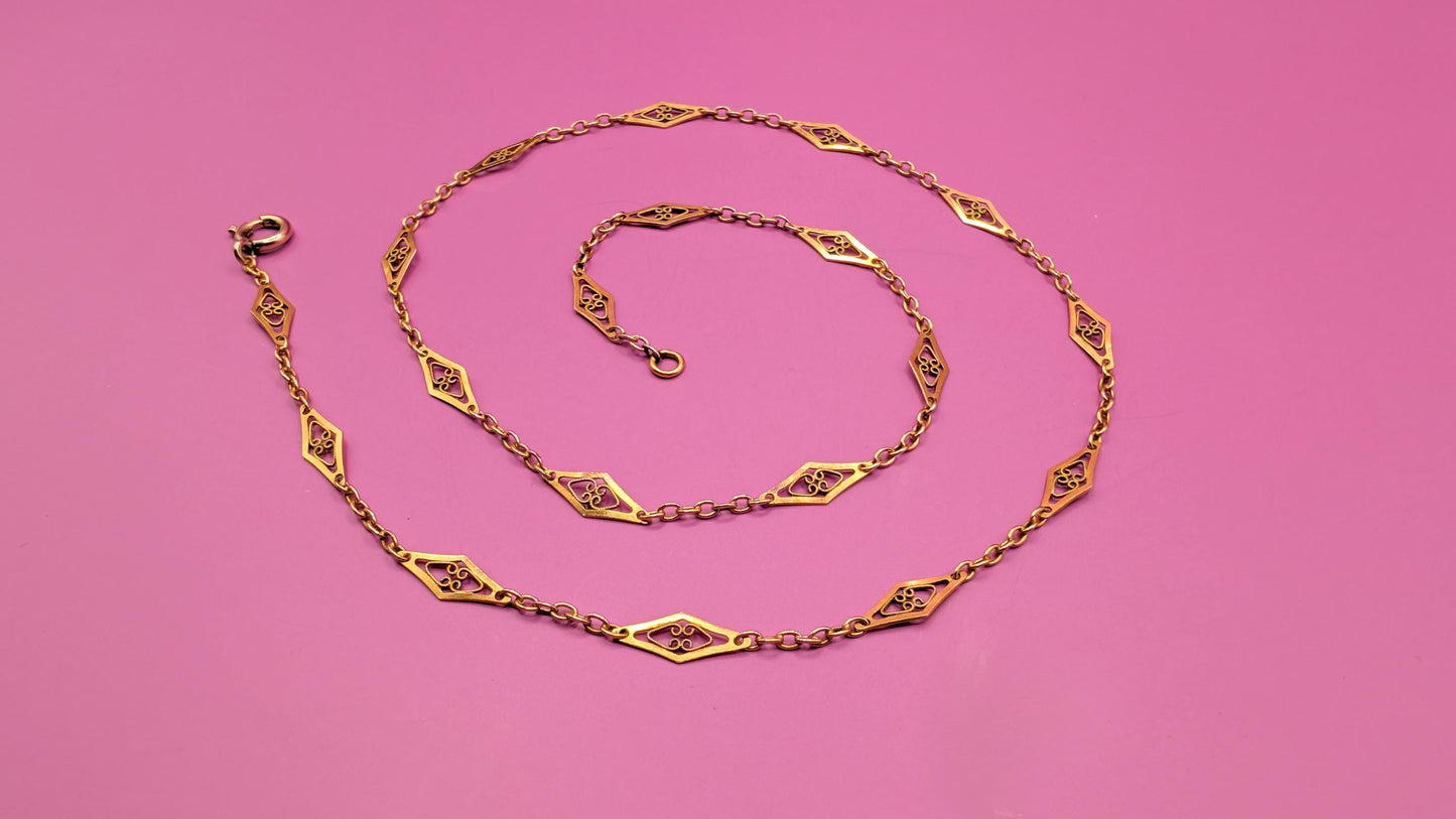 victorian necklace

solid gold chain

jewelry

Gold necklace

gift for wife

gift for her

filigree gold chain

filigree chain

antique gold chain

antique filigree

18K necklace

18K gold necklace

18K gold chain