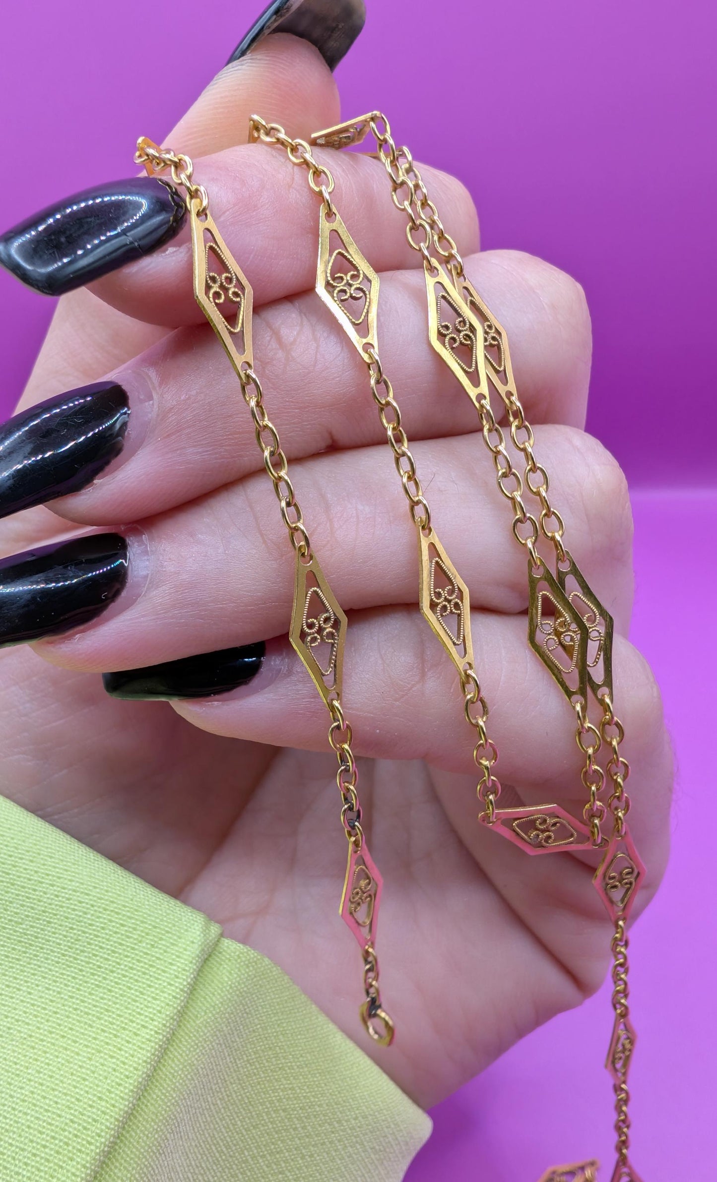 victorian necklace

solid gold chain

jewelry

Gold necklace

gift for wife

gift for her

filigree gold chain

filigree chain

antique gold chain

antique filigree

18K necklace

18K gold necklace

18K gold chain