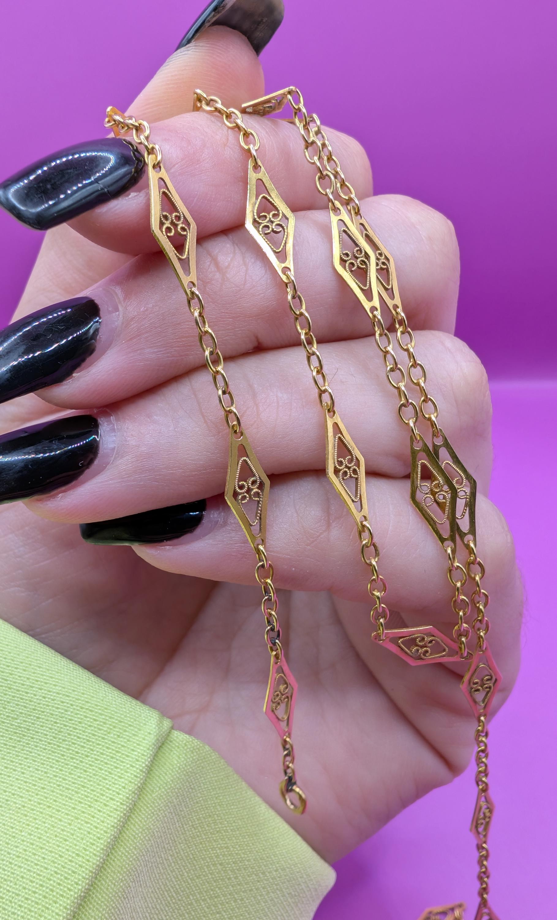 victorian necklace

solid gold chain

jewelry

Gold necklace

gift for wife

gift for her

filigree gold chain

filigree chain

antique gold chain

antique filigree

18K necklace

18K gold necklace

18K gold chain