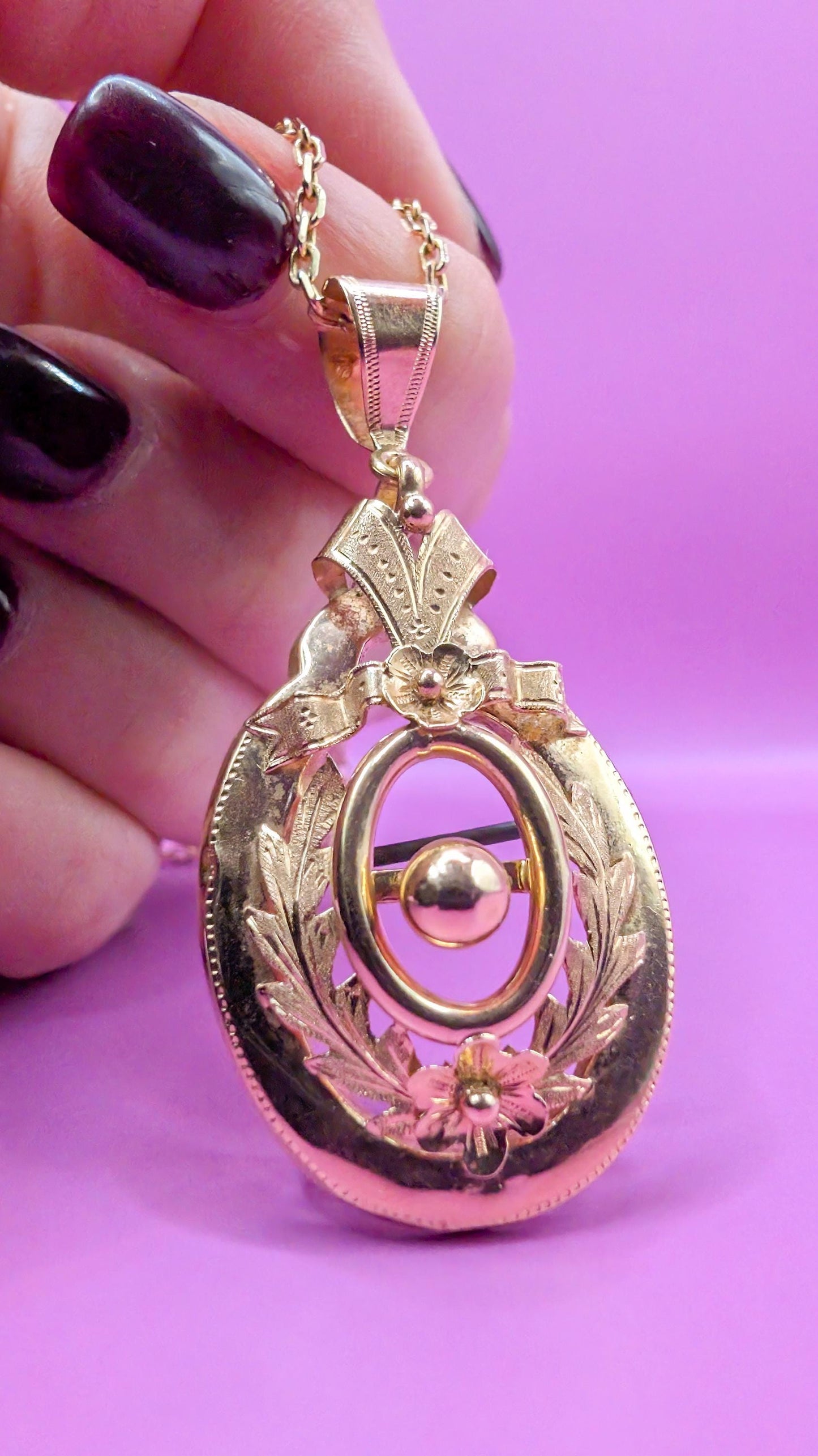 18k Gold Napoleon III Pendant Brooch, French Victorian Jewelry