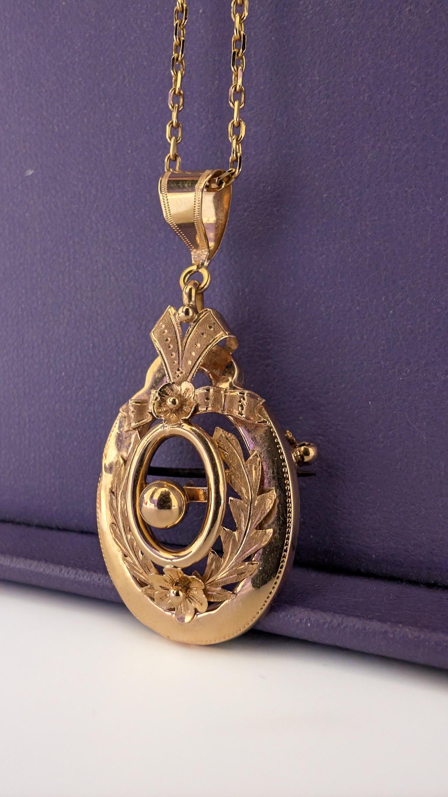 18k Gold Napoleon III Pendant Brooch, French Victorian Jewelry