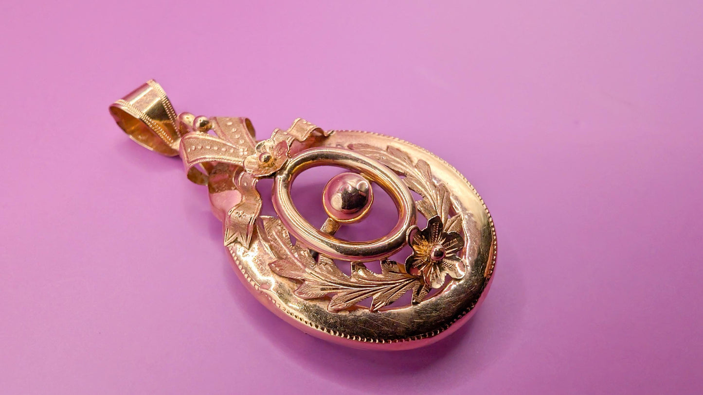 18k Gold Napoleon III Pendant Brooch, French Victorian Jewelry